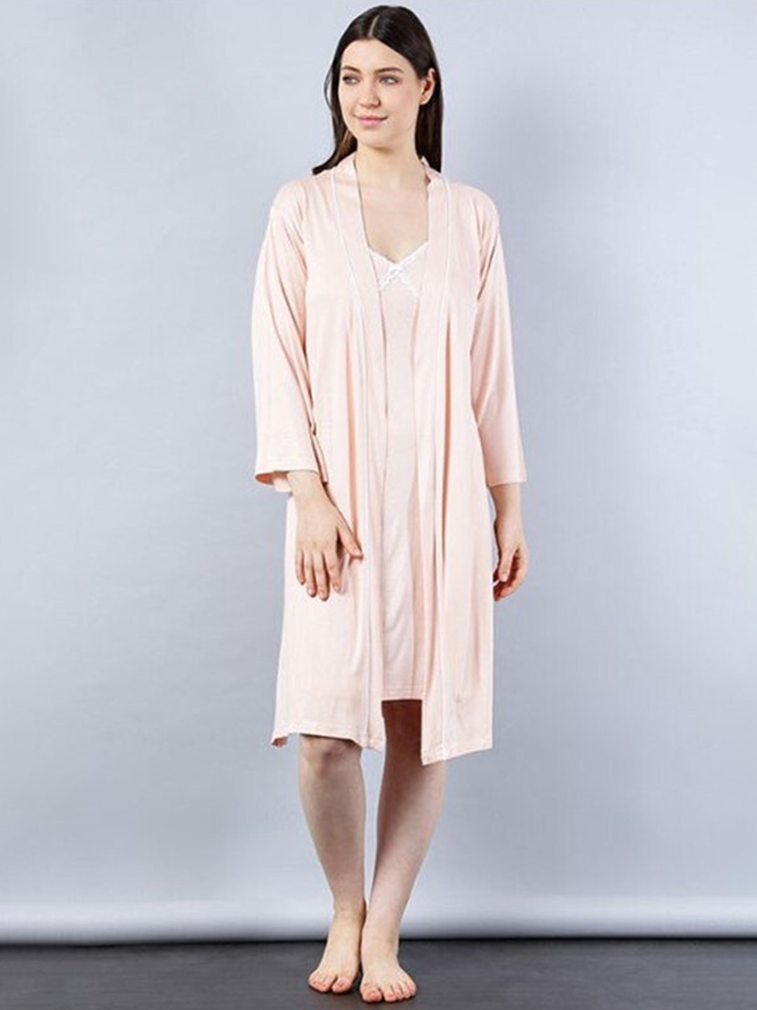

Aila Sleeveless Nightdress With Robe, Orange