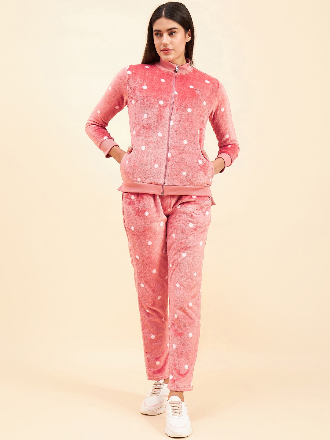 

Sweet Dreams Pink Self Design Tracksuit