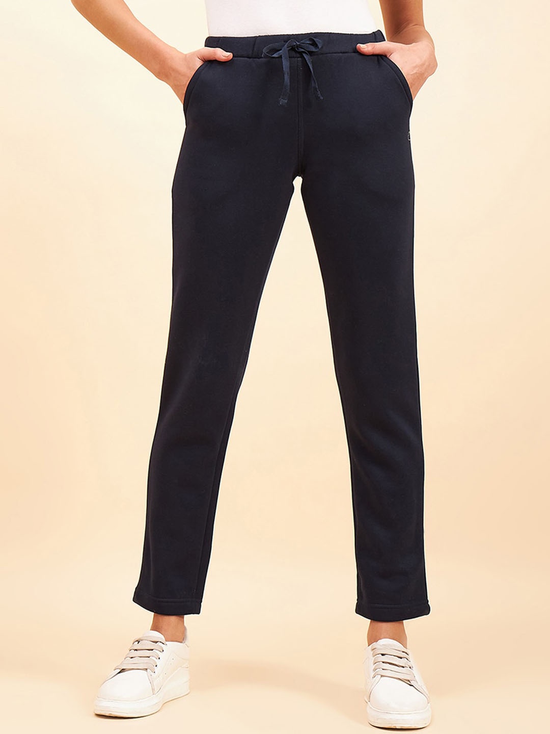 

Sweet Dreams Women Navy Blue High Rise Fleece Track Pants