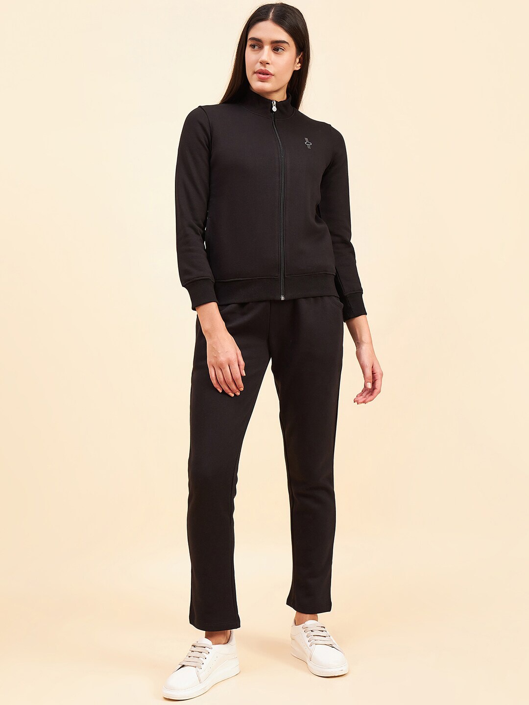 

Sweet Dreams Women Black Mid Rise Fleece Sweatshirt With Track Pants