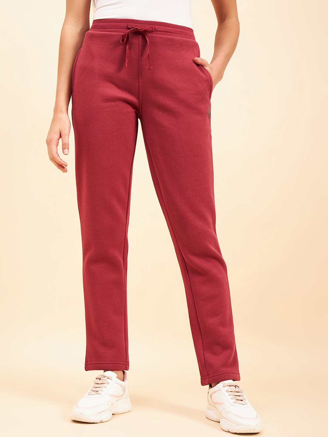 

Sweet Dreams Women High-Rise Fleece Track Pants, Red