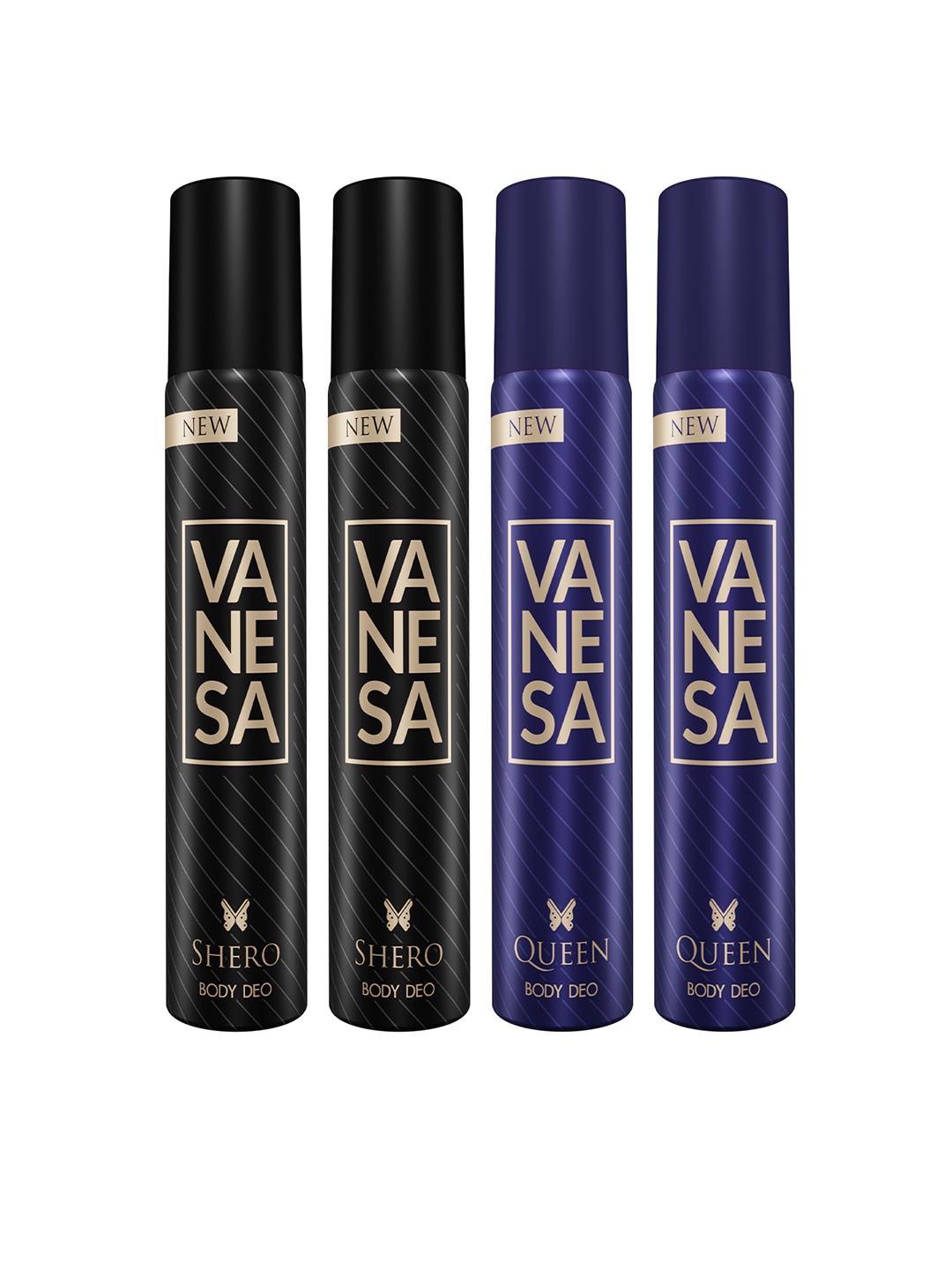 

Vanesa Women Set of 2 Shero + 2 Queen Body Deodorant Spray - 20 g Each, Black