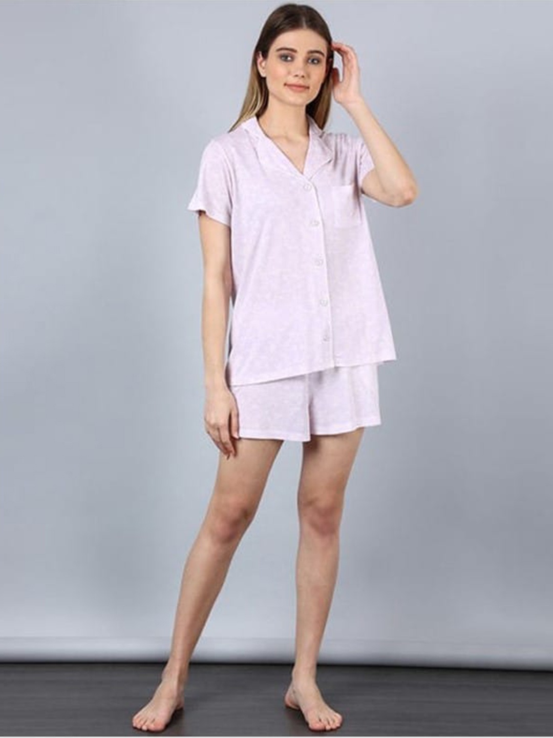 

Aila Floral Printed Shirt With Shorts, Lavender