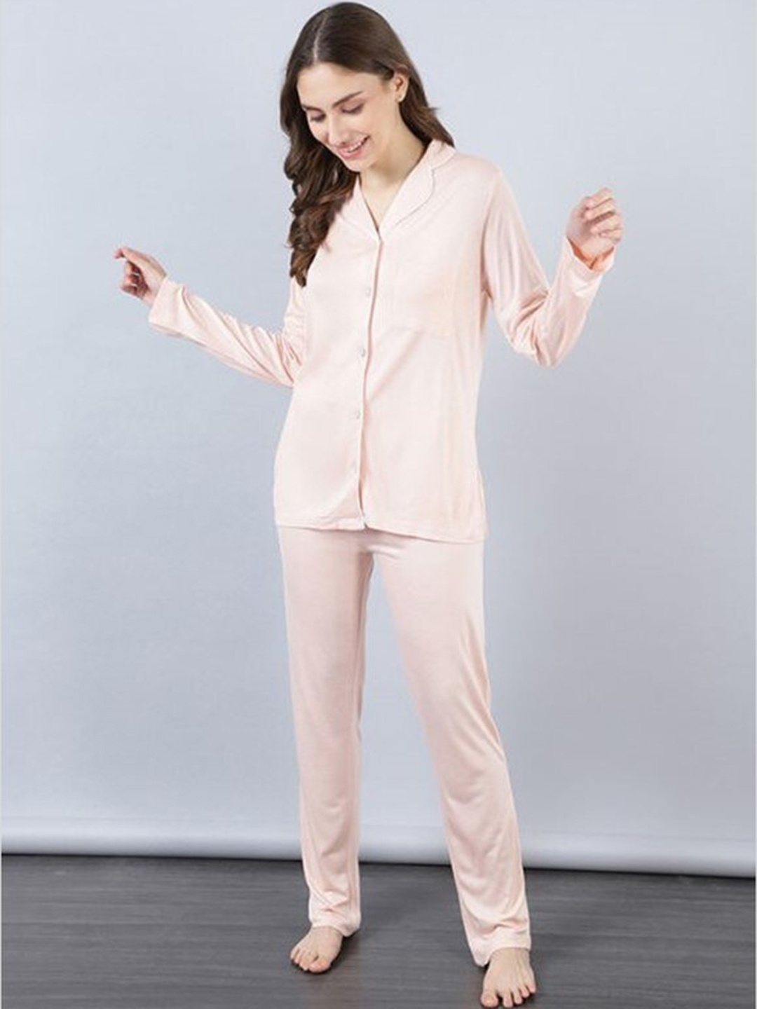 

Aila Lapel Collar Shirt With Trouser, Pink