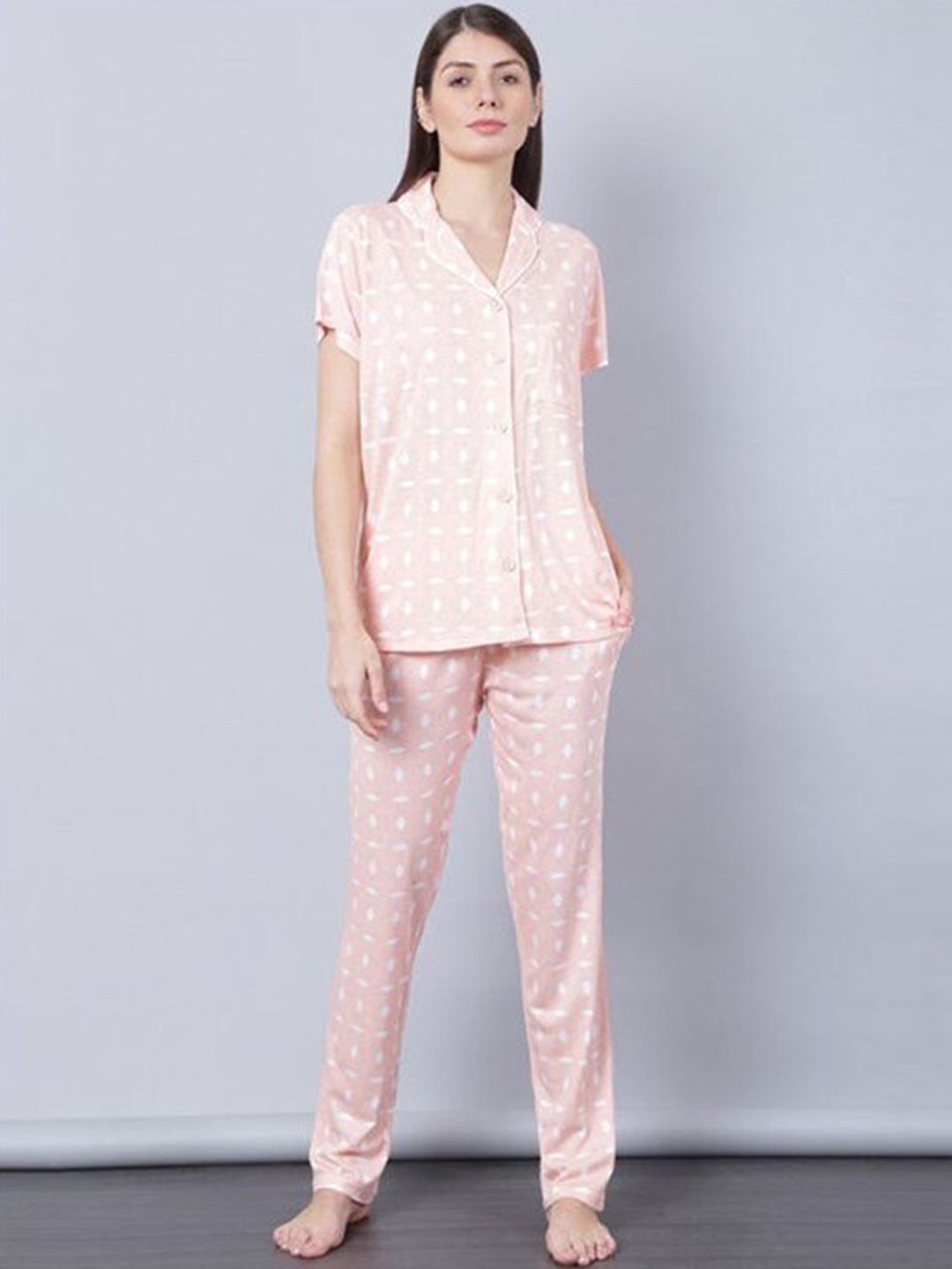 

Aila Geometric Printed Shirt With Trouser, Pink
