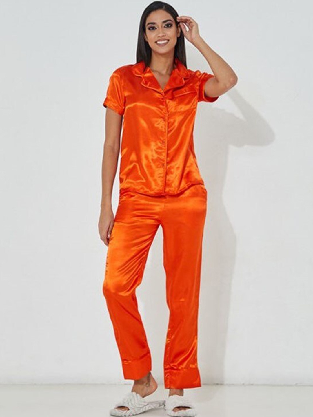 

Aila Pure Cotton Night suit, Orange