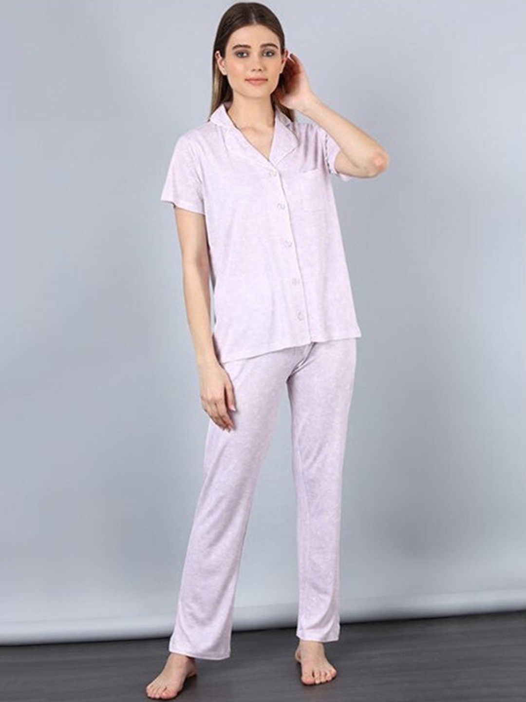 

Aila Floral Printed Night suit, Purple