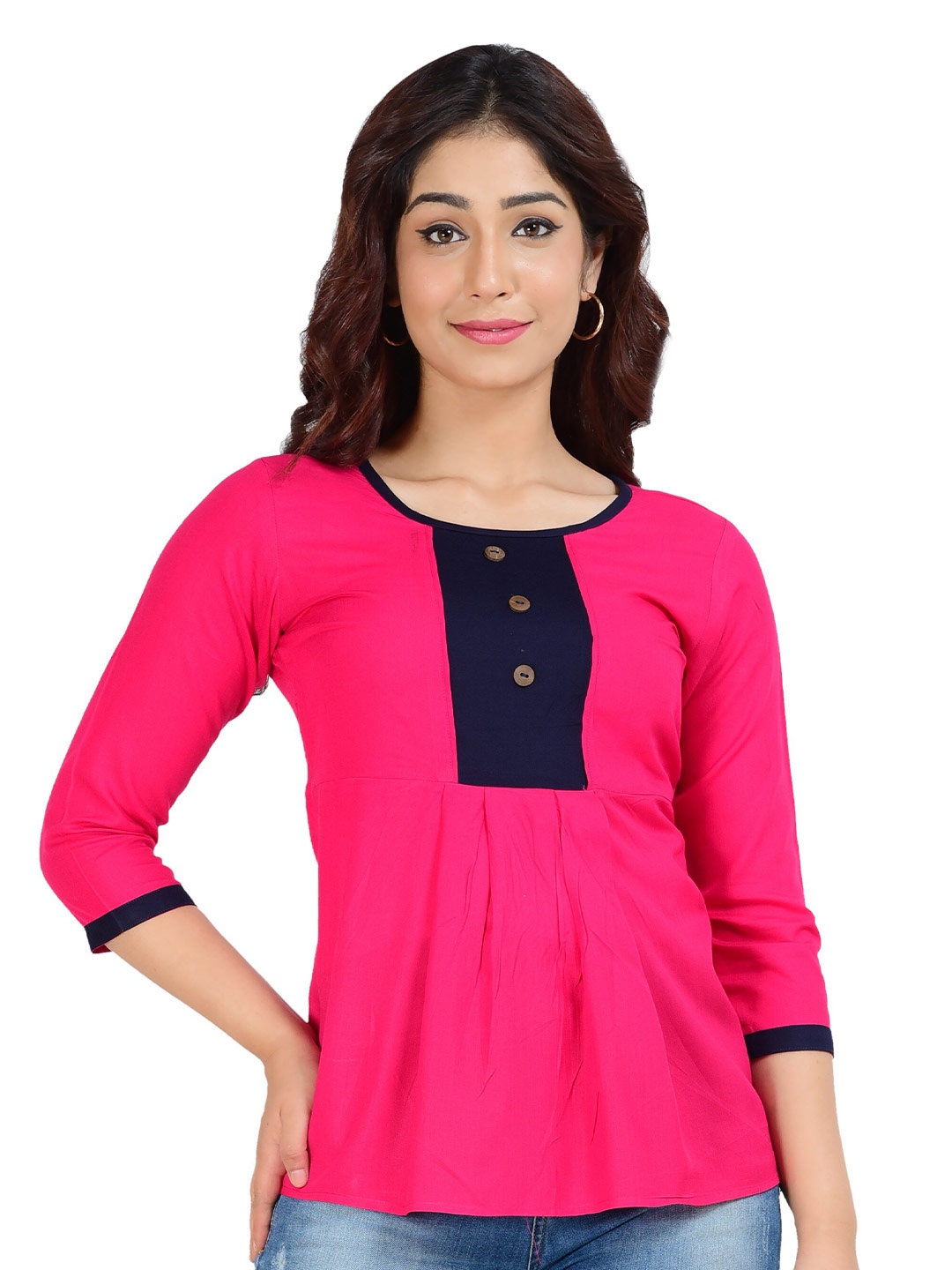 

BAESD Colourblocked A-Line Top, Pink