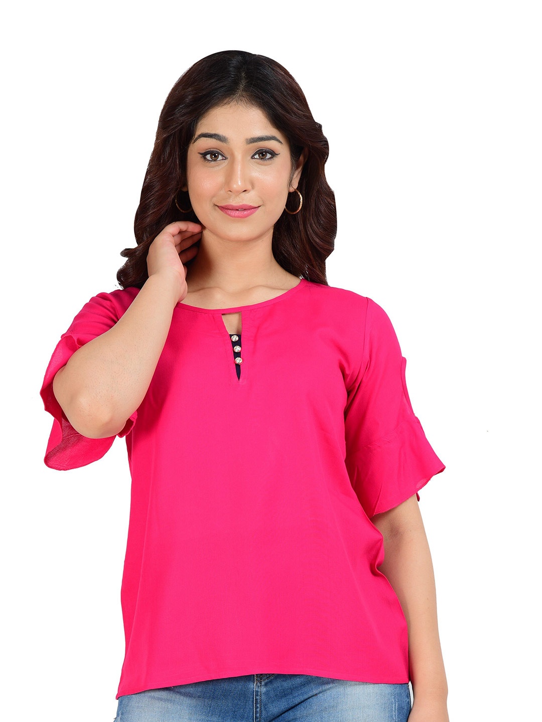 

BAESD Keyhole Neck Regular Top, Pink