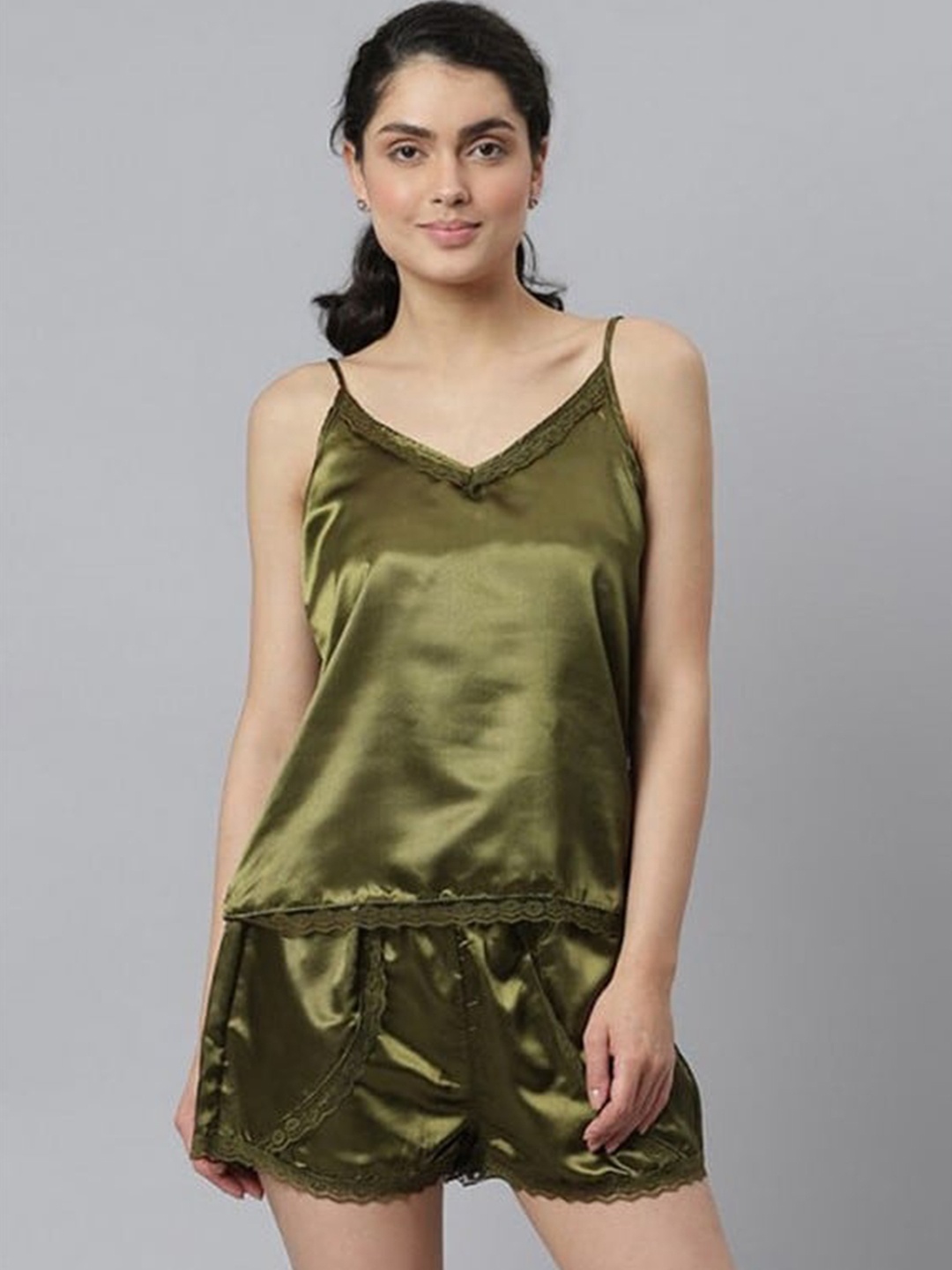 

Aila Pure Cotton Night Suit, Green