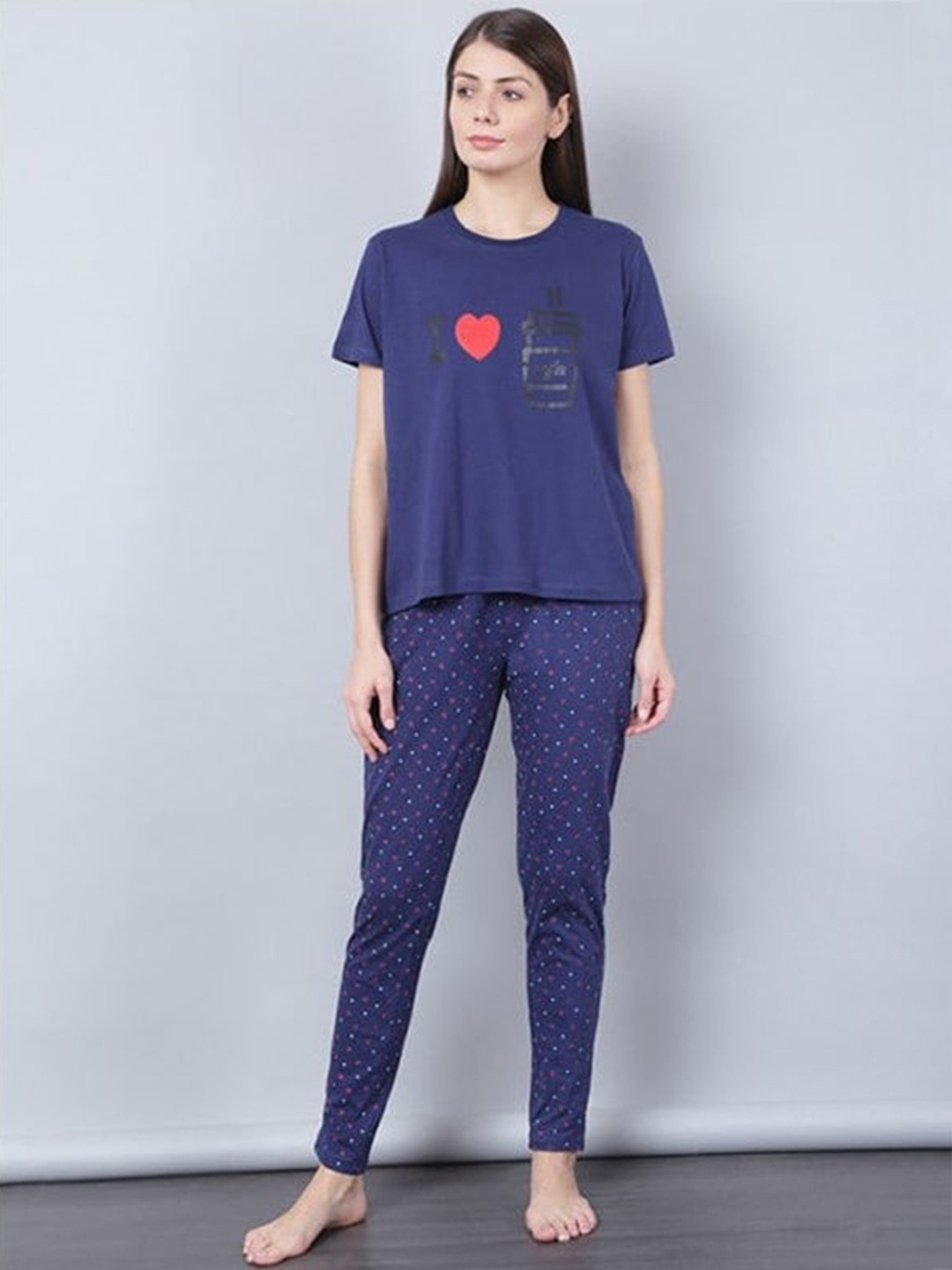 

Aila Printed T-shirt With Pyjamas, Blue