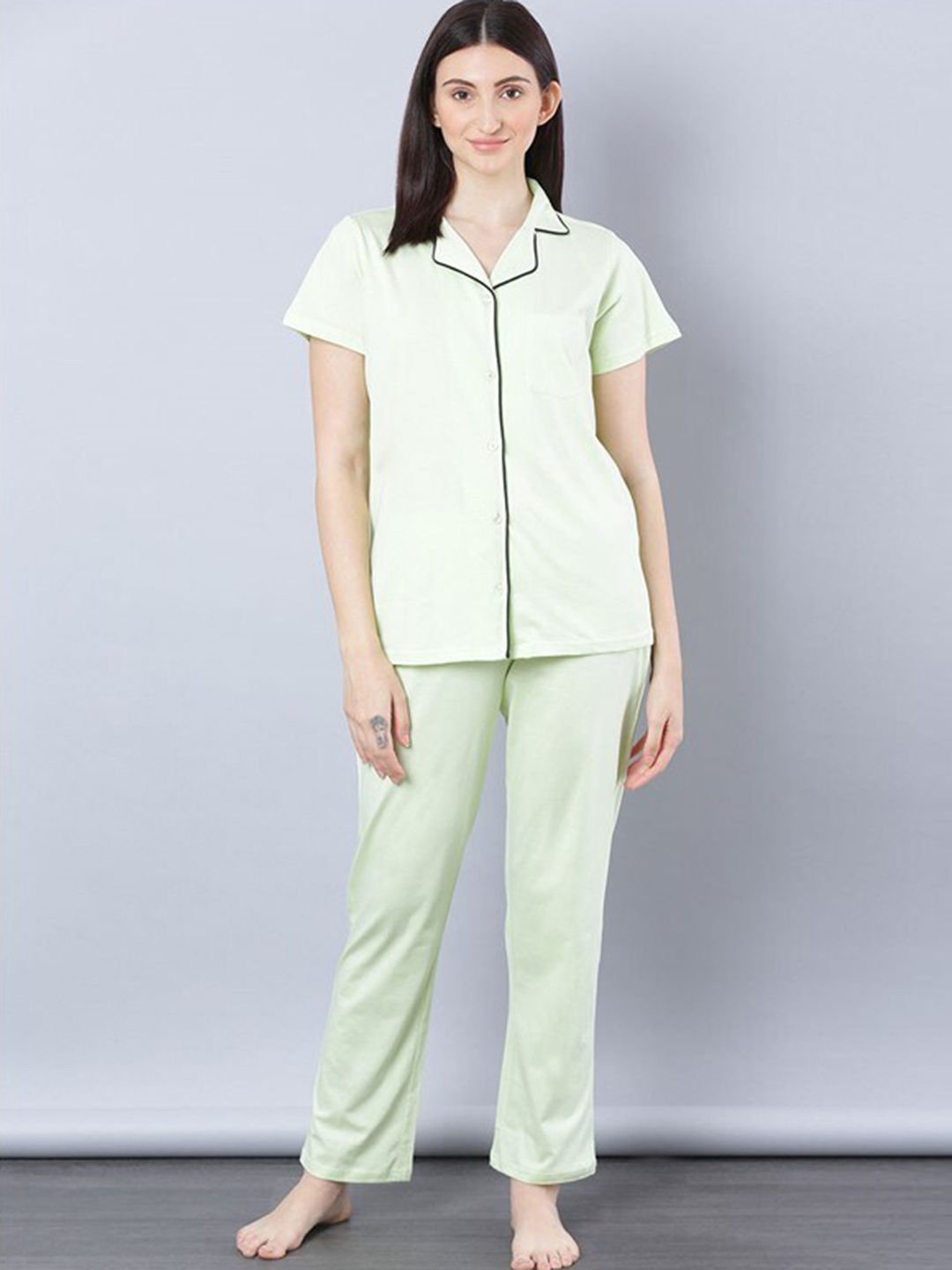 

Aila Pure Cotton Night suit, Green