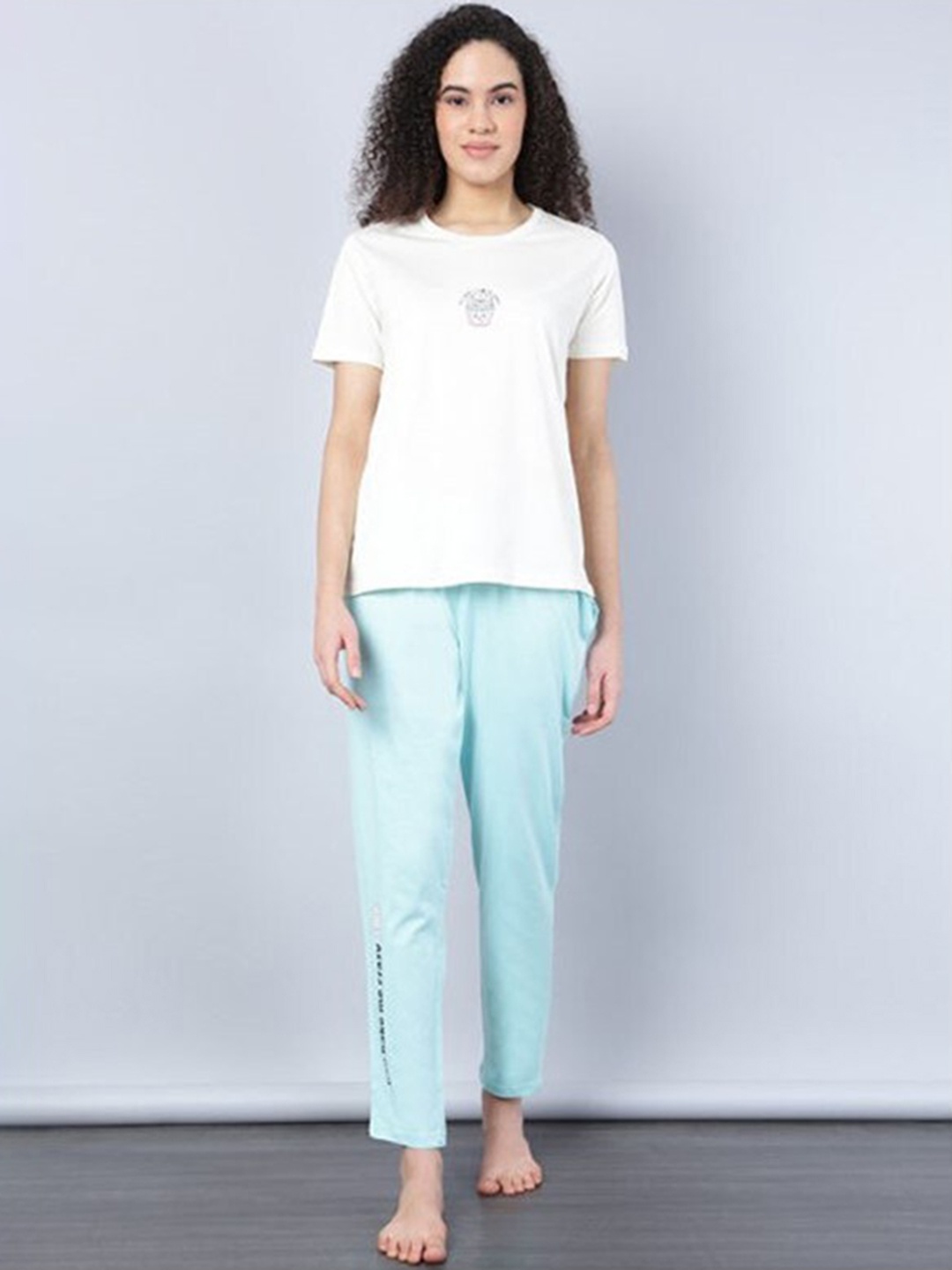 

Aila Pure Cotton T-shirt With Pyjamas, Blue