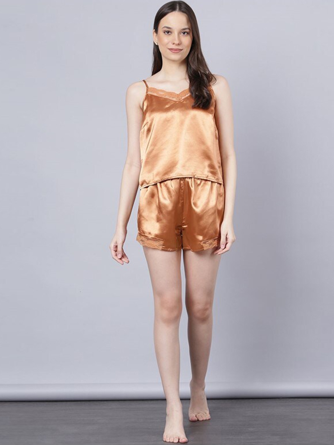 

Aila Shoulder Straps Night suit, Brown