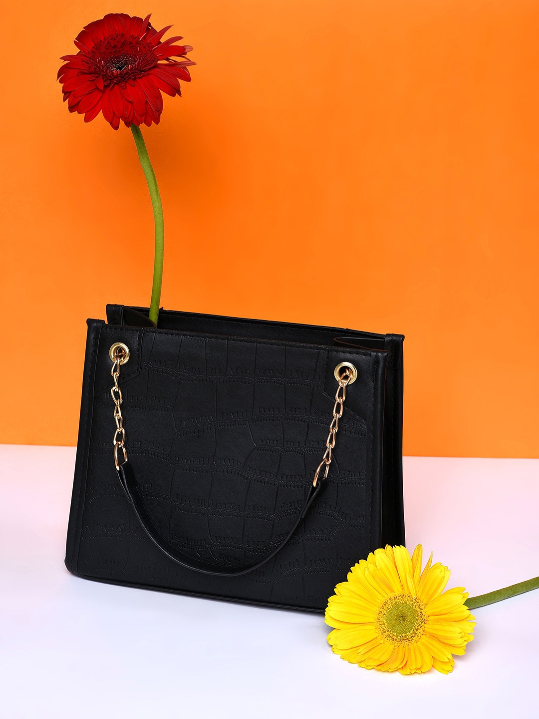 

HAUTE SAUCE by Campus Sutra Black Textured Structured Shoulder Bag