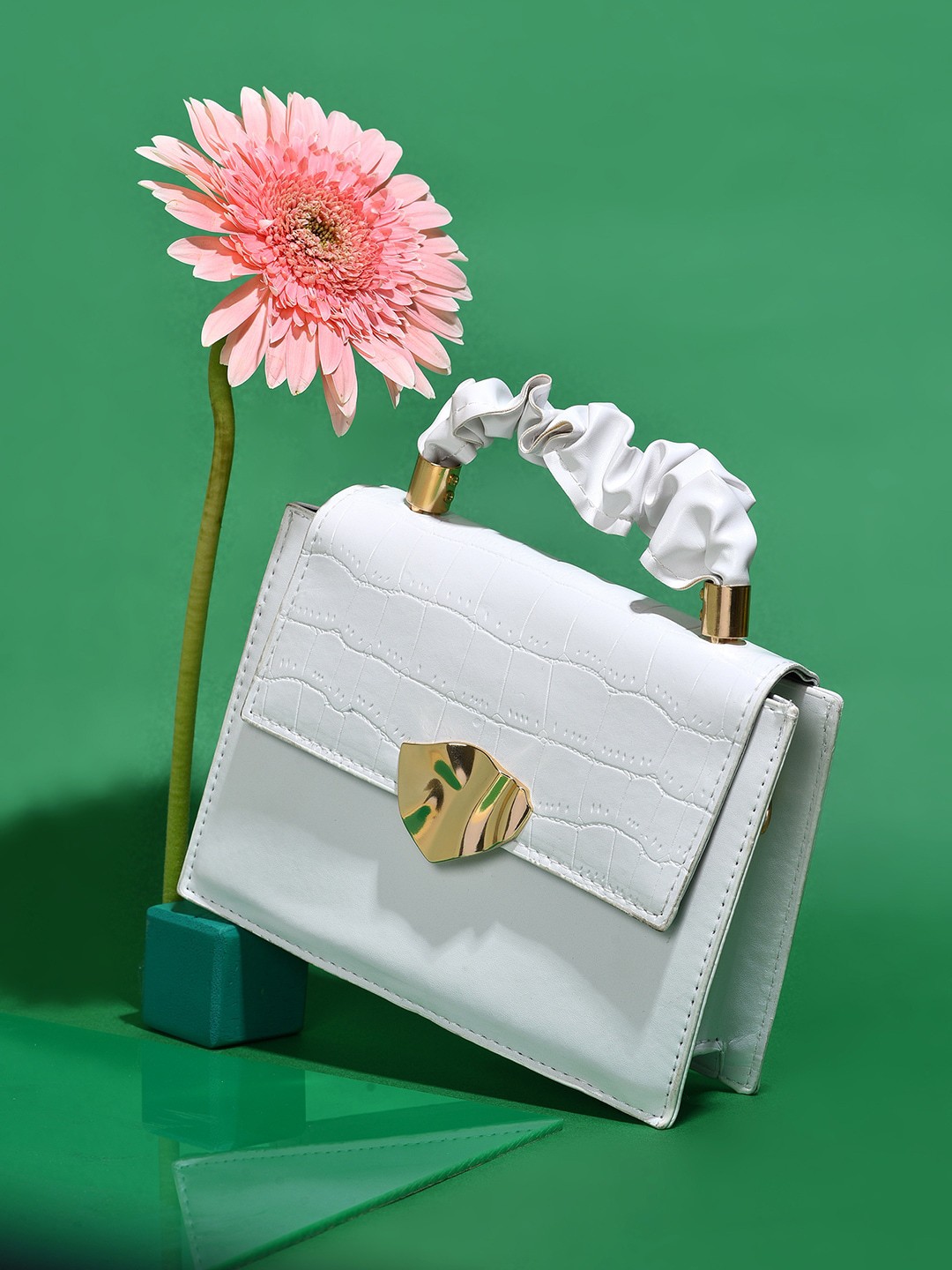 

HAUTE SAUCE by Campus Sutra White Textured PU Handheld Bag