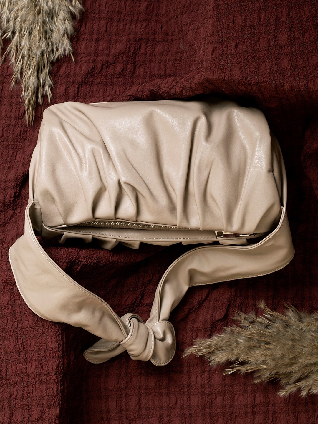 

HAUTE SAUCE by Campus Sutra Beige PU Shoulder Bag