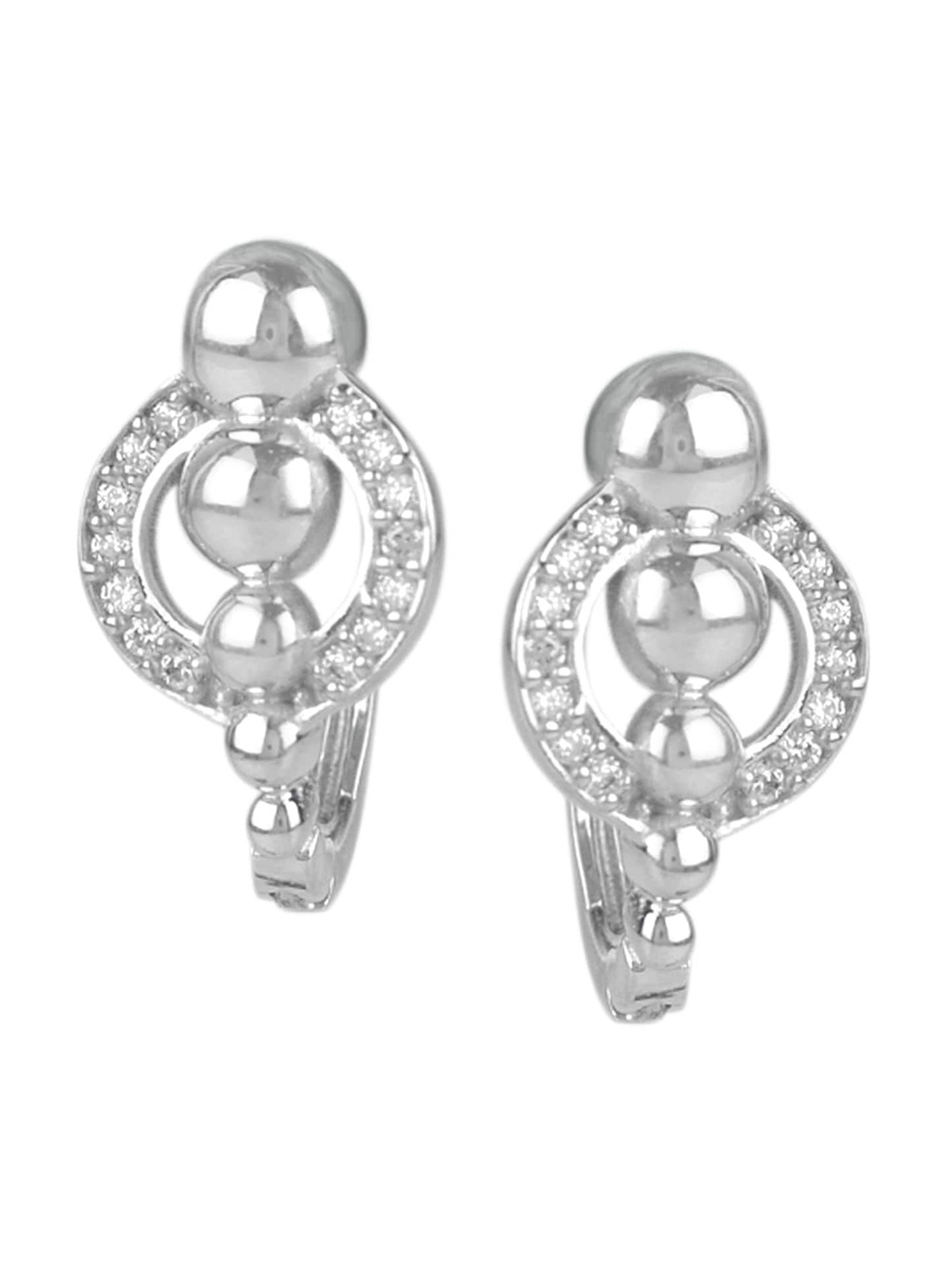 

Silverwala 92.5 Silver Cubic Zirconia Studded Hoop Earrings