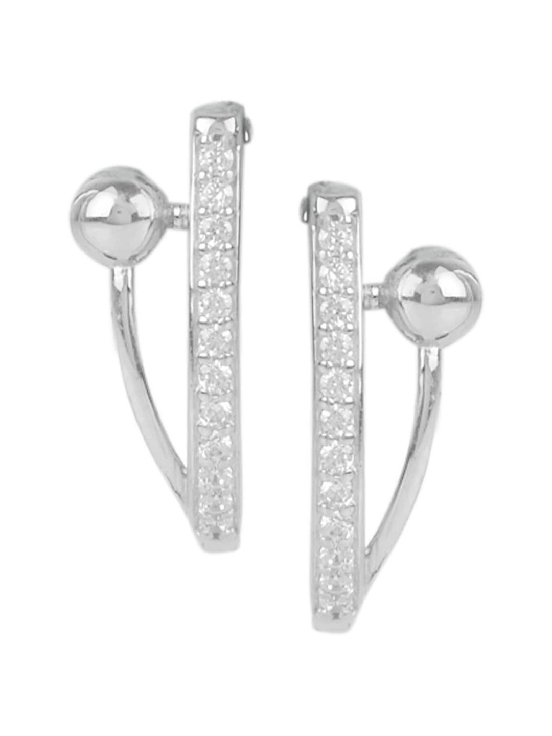 

Silverwala 92.5 Silver Cubic Zirconia Studded Hoop Earrings