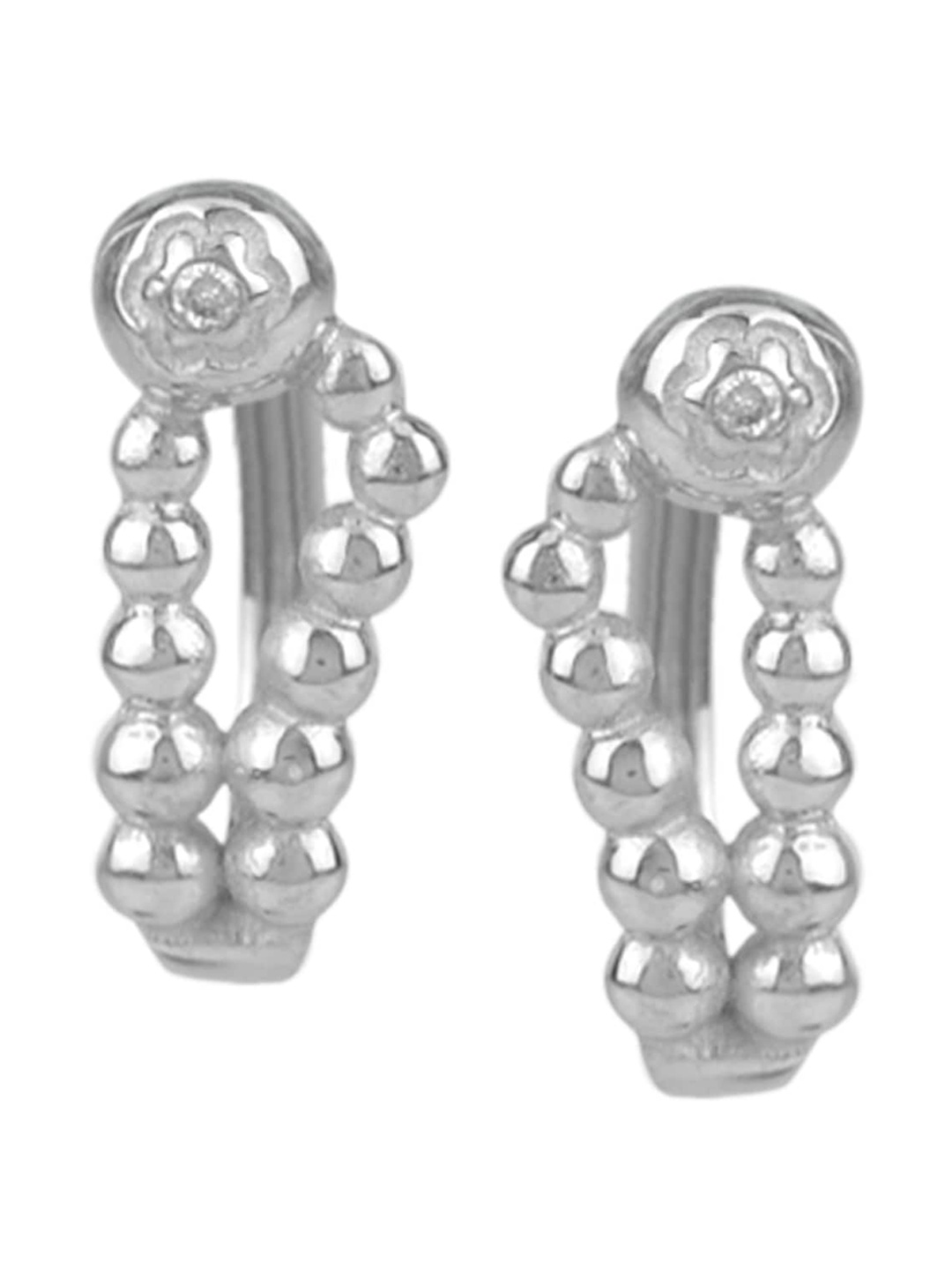 

Silverwala 92.5 Silver Cubic Zirconia Studded Hoop Earrings