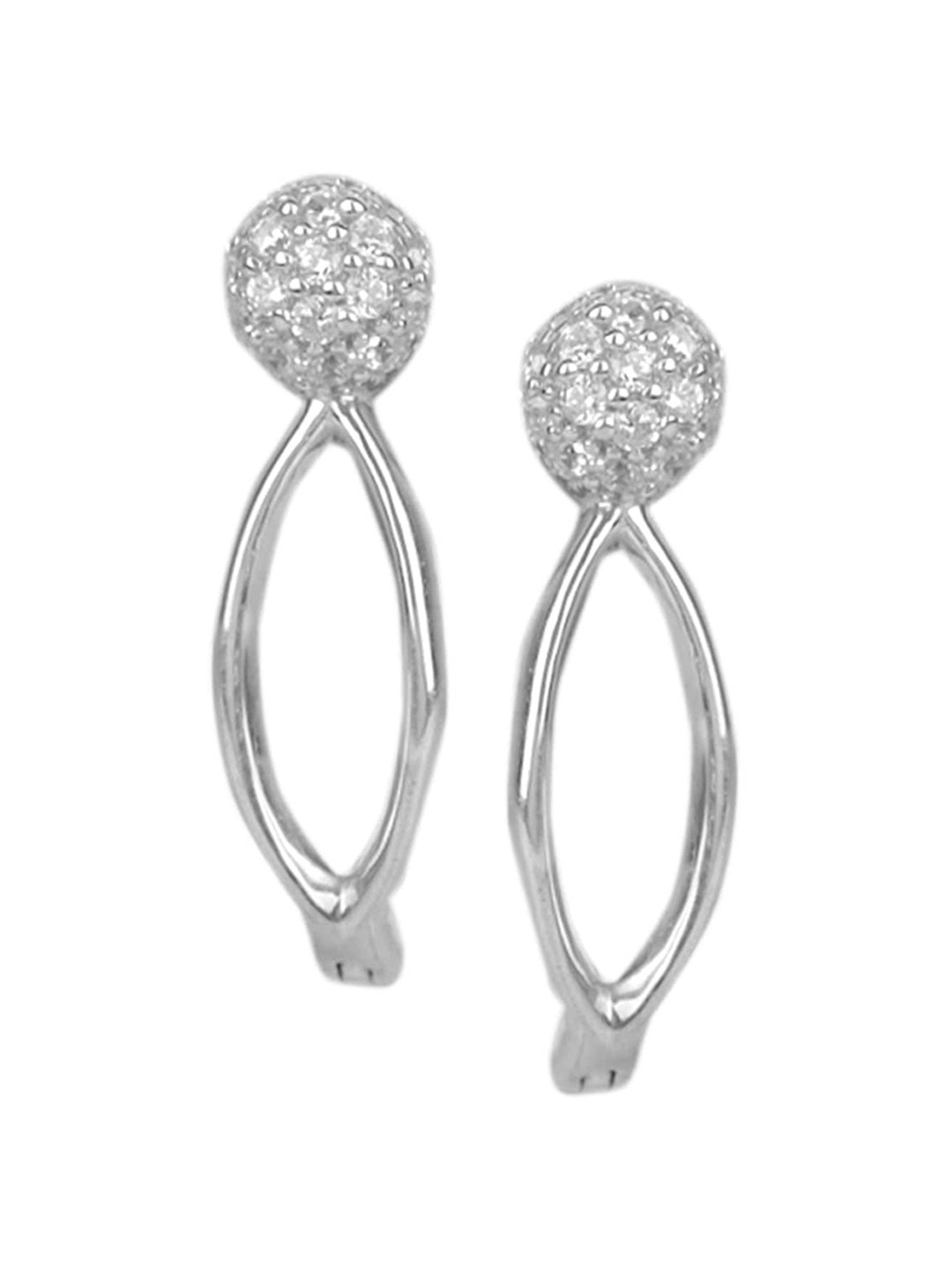 

Silverwala 925 Silver Cubic Zirconia Stone Studded Contemporary Hoop Earrings
