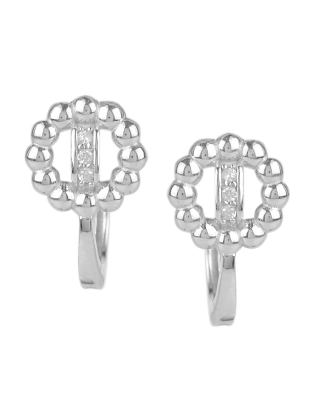 

Silverwala Cubic Zirconia Studded 925 Silver Contemporary Hoop Earrings