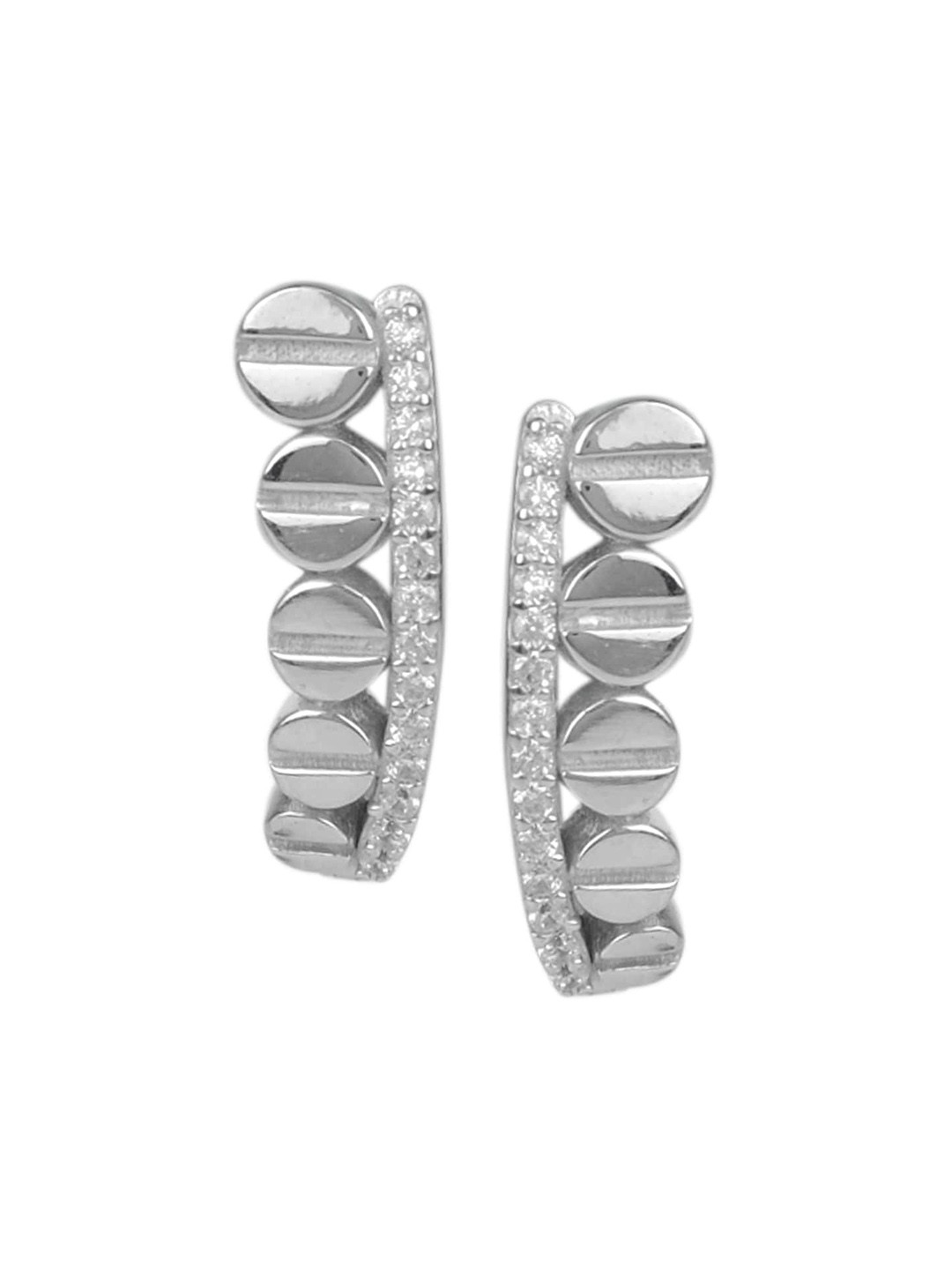 

Silverwala 925 Silver Cubic Zirconia Stone Studded Contemporary Hoop Earrings