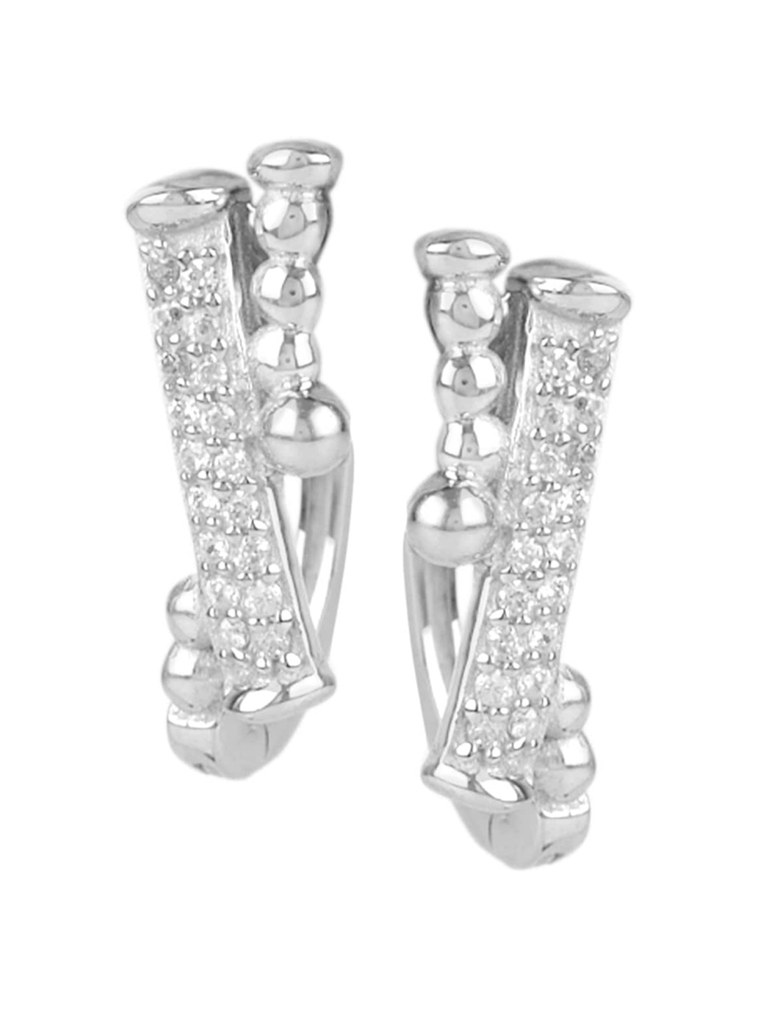 

Silverwala 925 Sterling Silver Cubic Zirconia Contemporary Hoop Earrings