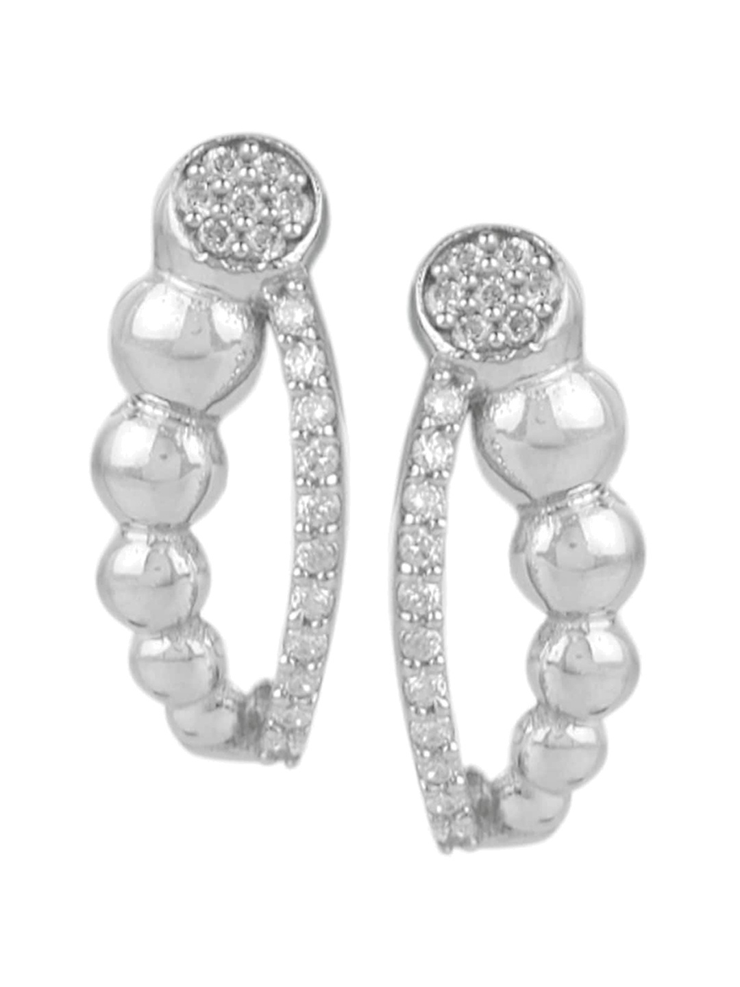 

Silverwala 925 Silver Cubic Zirconia Contemporary Hoop Earrings