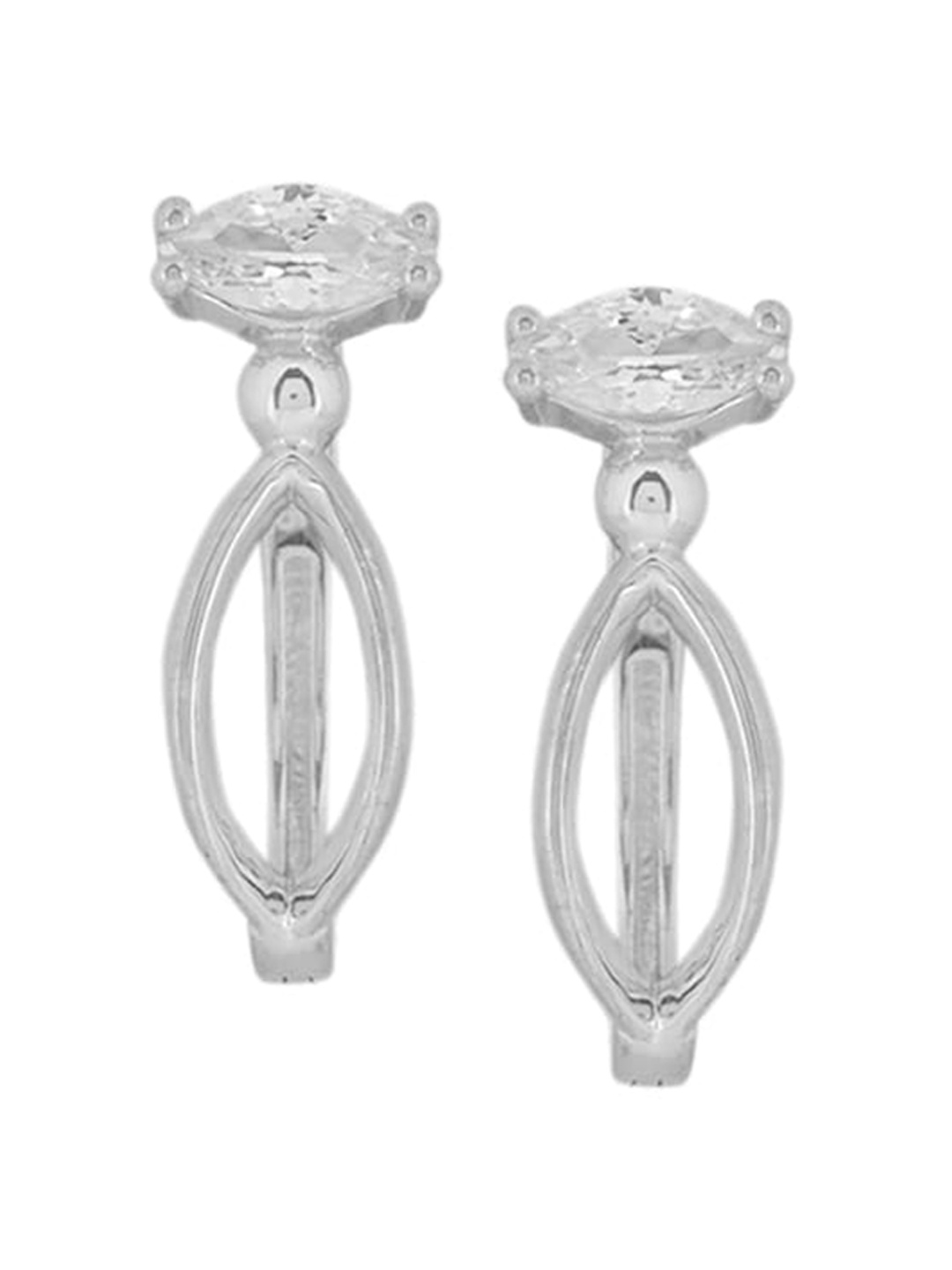 

Silverwala 925 Sterling Silver Cubic Zirconia Contemporary Hoop Earrings