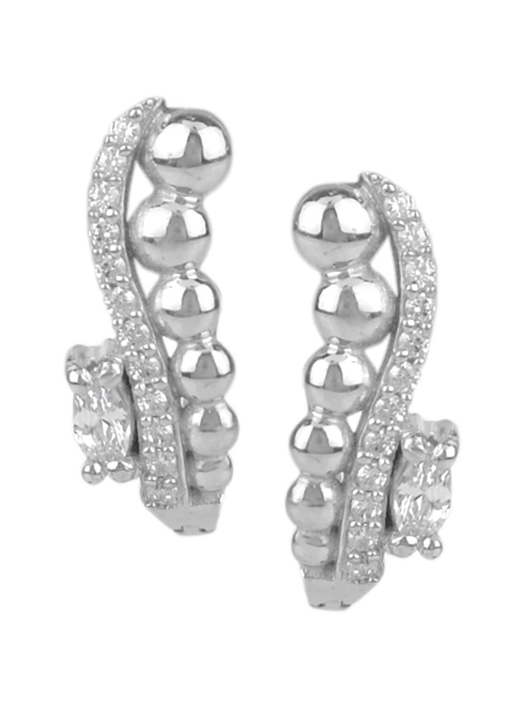 

Silverwala Cubic Zirconia Silver Hoop Earrings