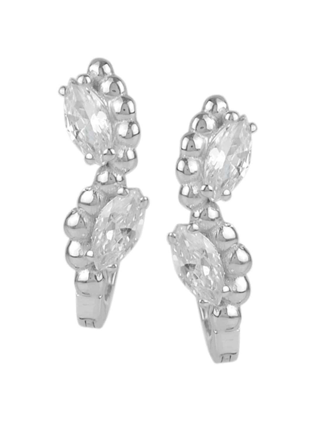 

Silverwala 925 Silver Cubic Zirconia Stone Studded Contemporary Hoop Earrings