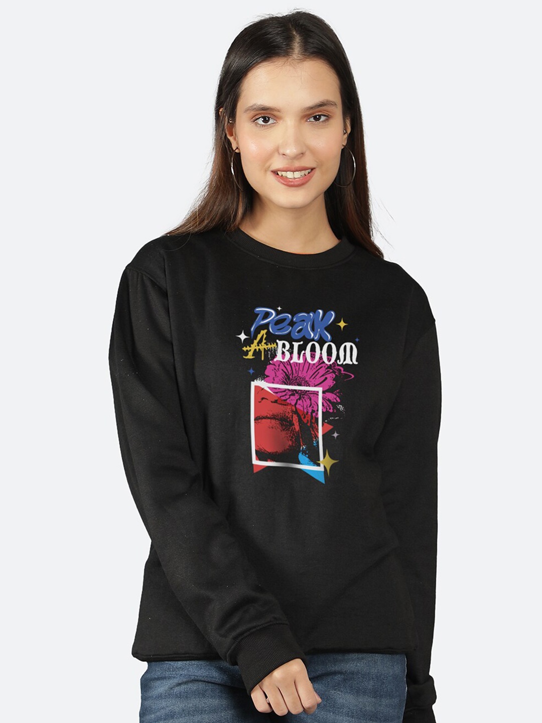 

Mad Over Print Typography Printed Pullover, Black
