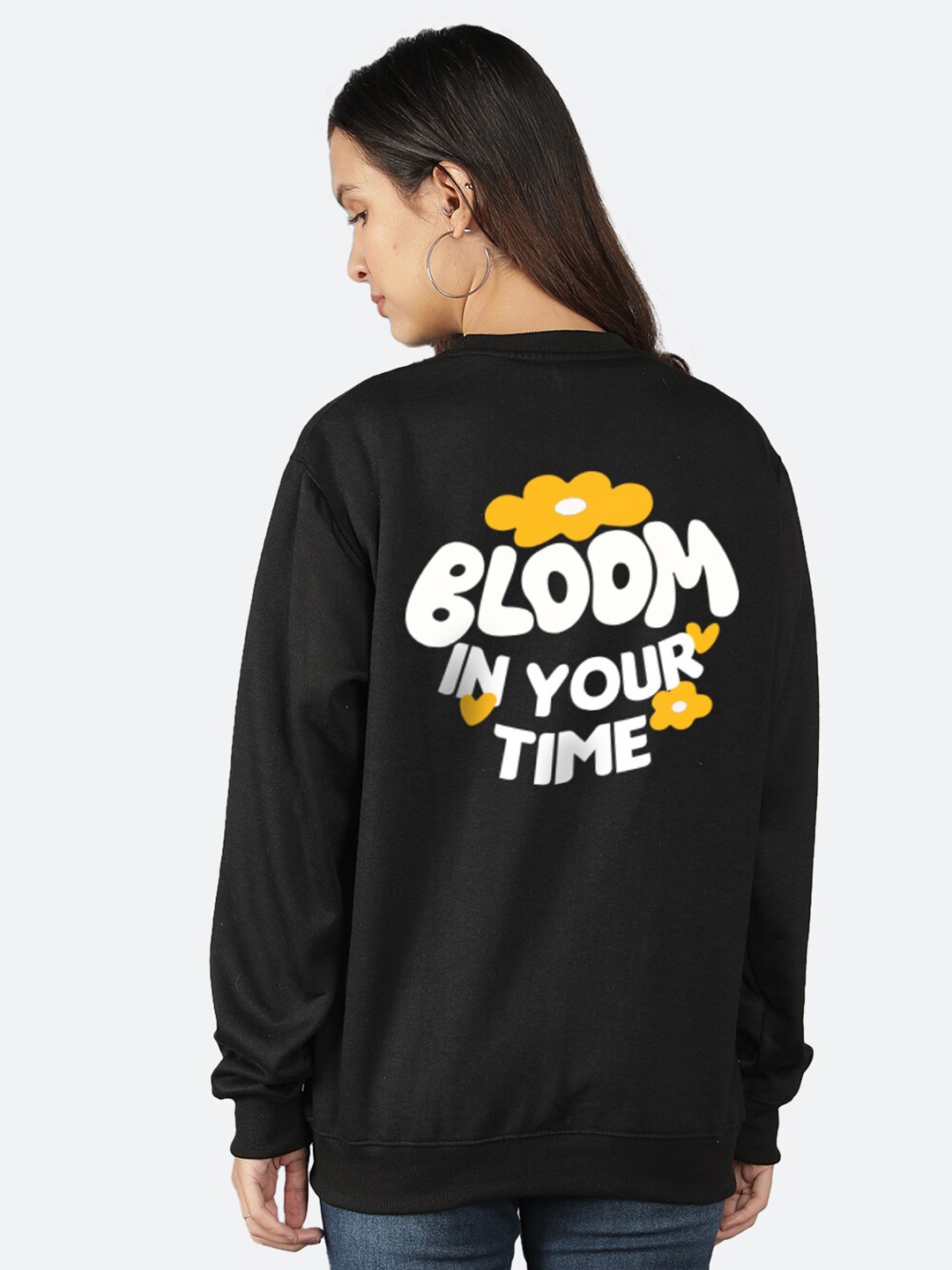 

Mad Over Print Typography Printed Hooded Pullover, Black