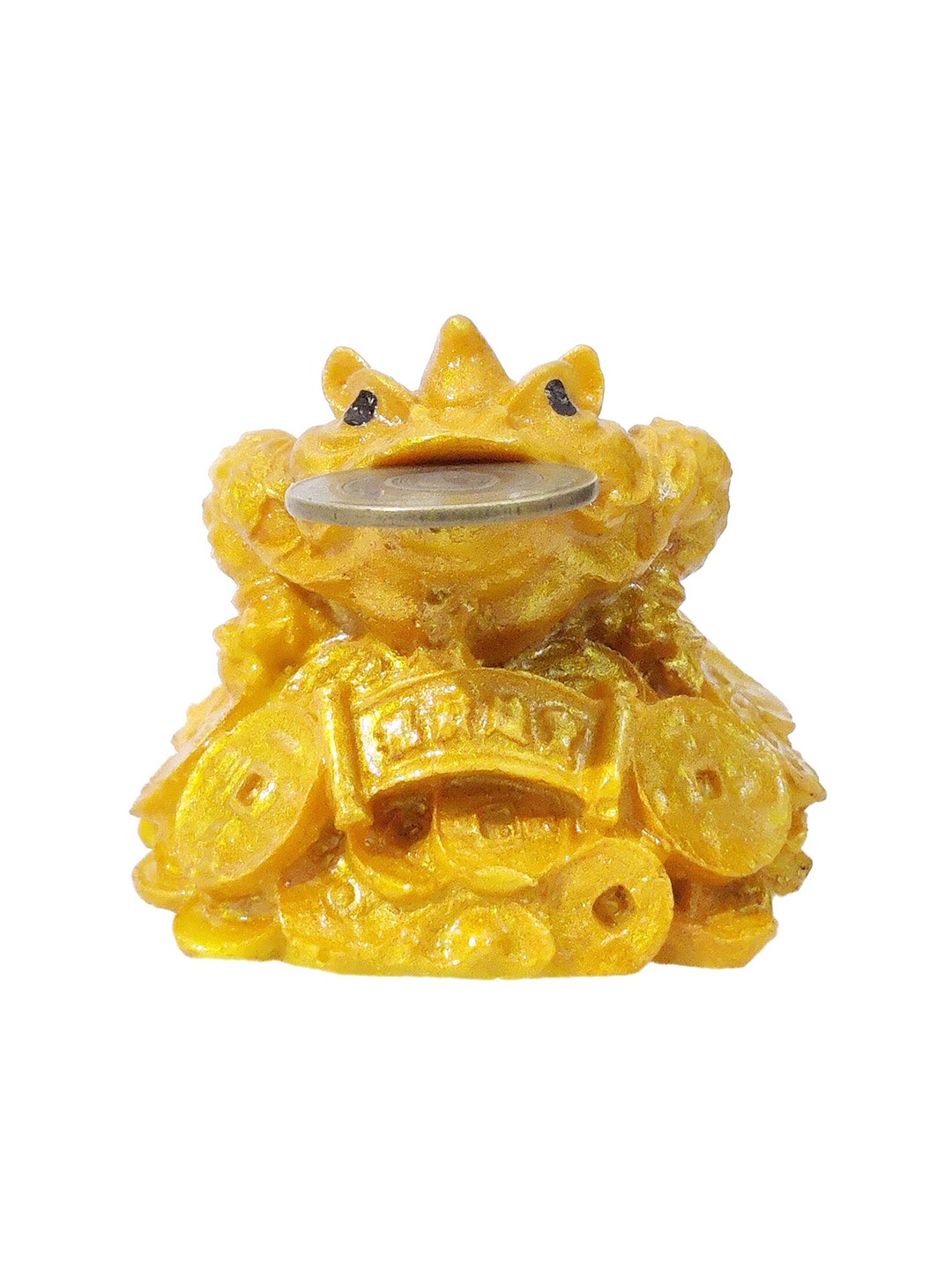 

GLOOKS Gold Toned Money Frog Design Fengshui Showpiece