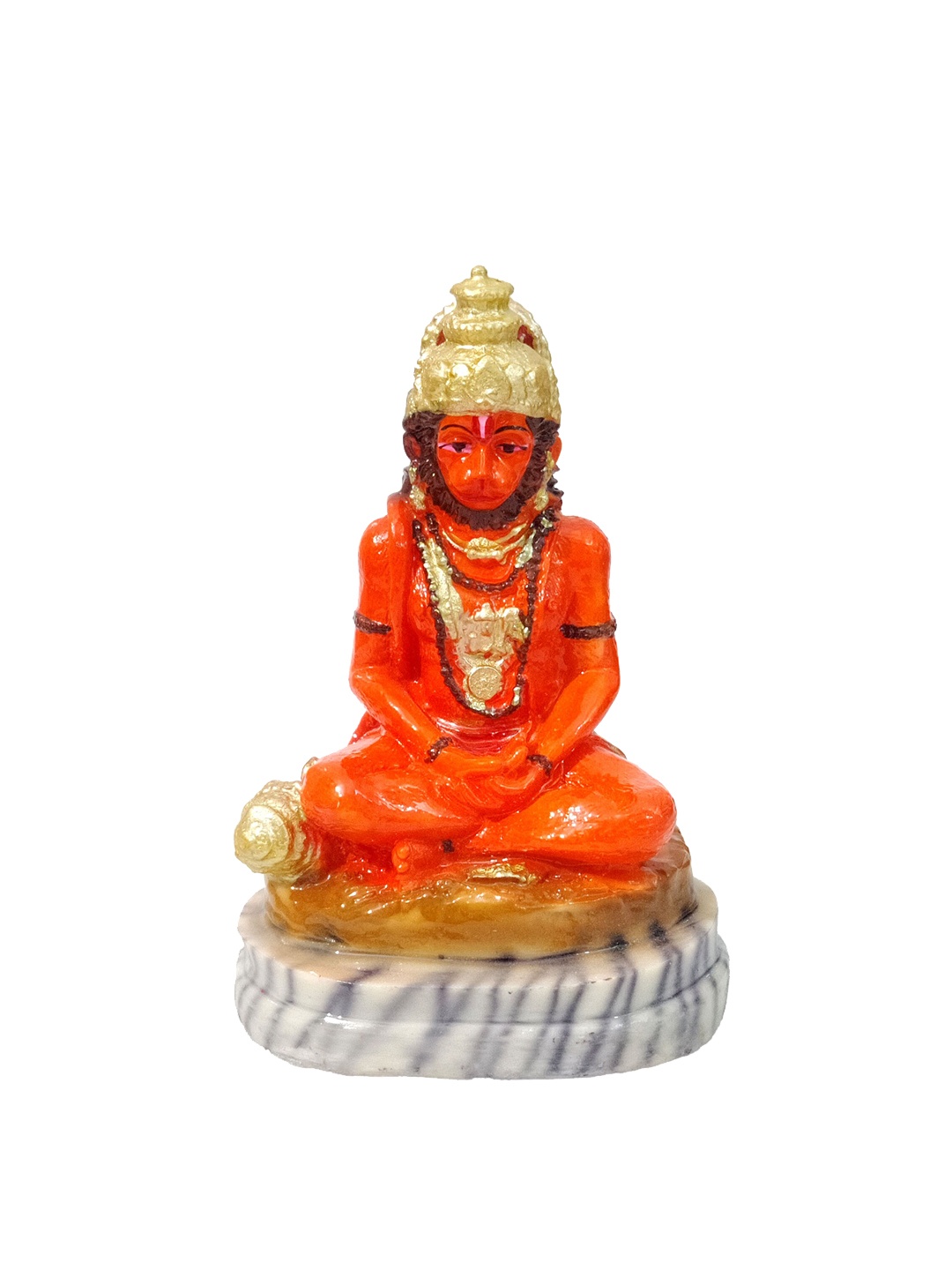 

GLOOKS Orange & White Hanuman Dhyam Idol Showpiece