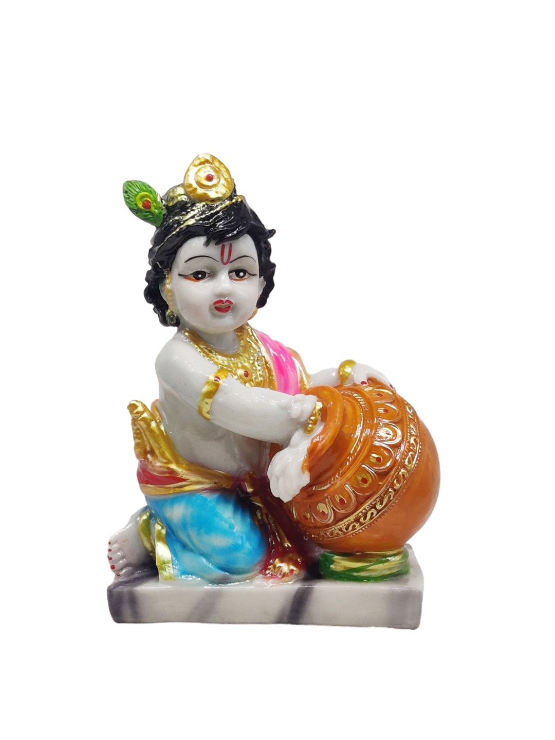 

GLOOKS White & Brown Baal Krishna Idol Showpiece