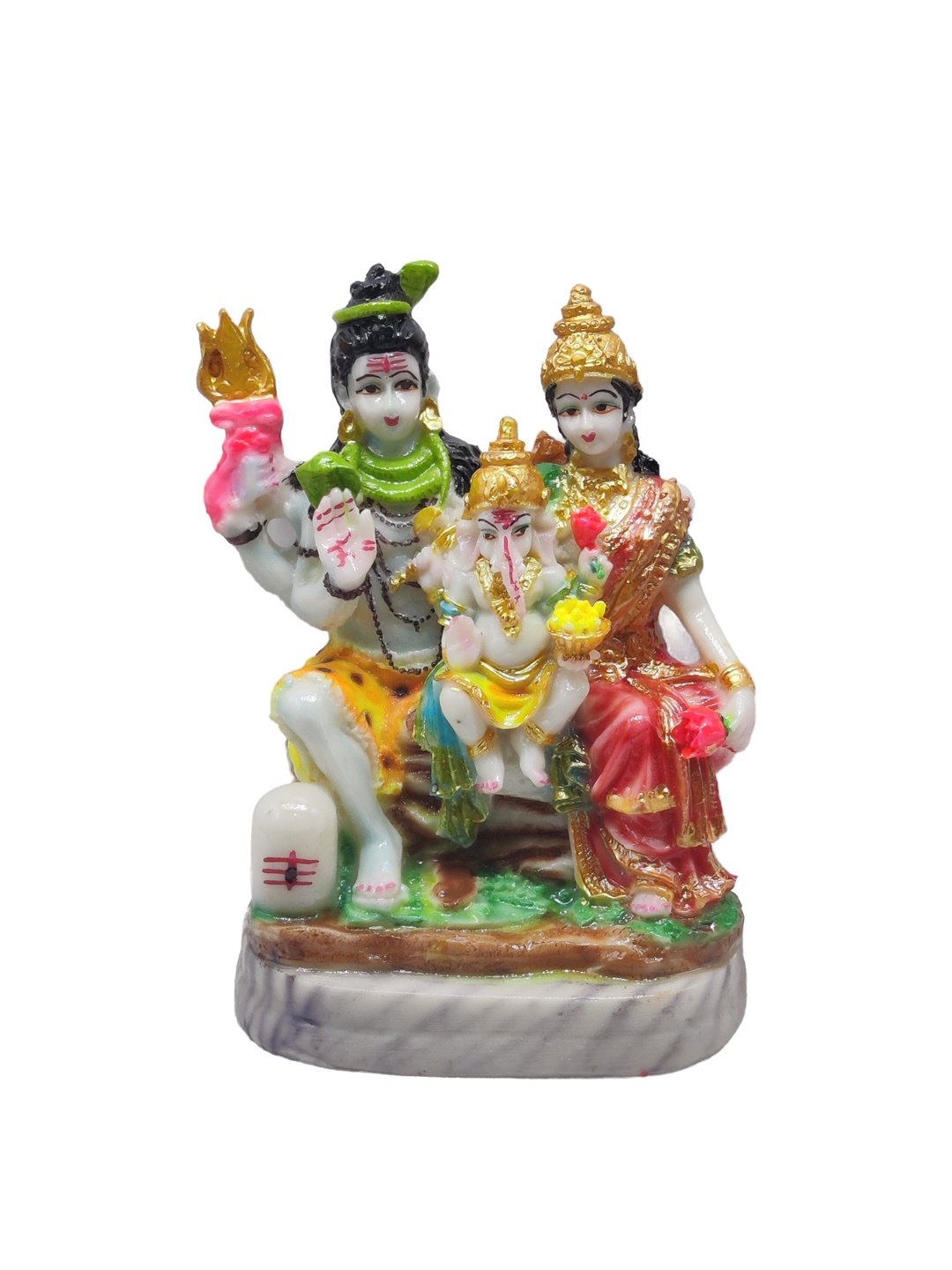 

GLOOKS Green & Pink Shiv Parivar Showpieces