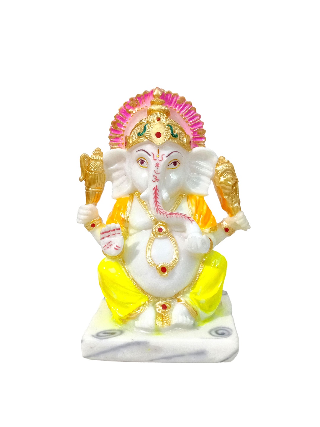 

GLOOKS Orange & White Lord Ganesha Idol Showpiece