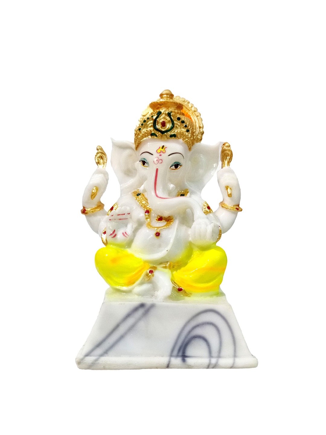 

GLOOKS White & Yellow Ganesha Idol Showpiece
