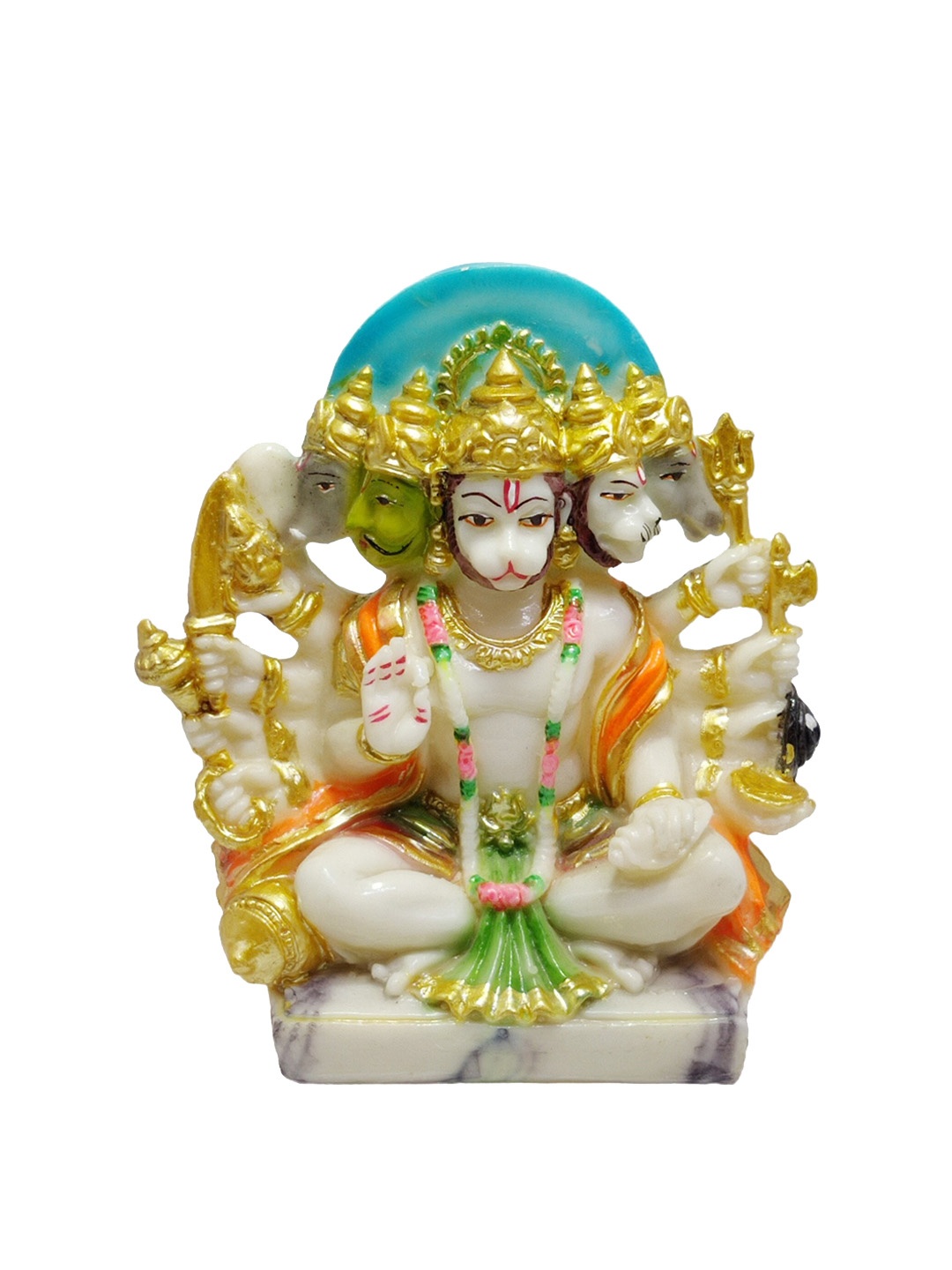 

GLOOKS White & Green Panchmukhi Hanuman Showpiece