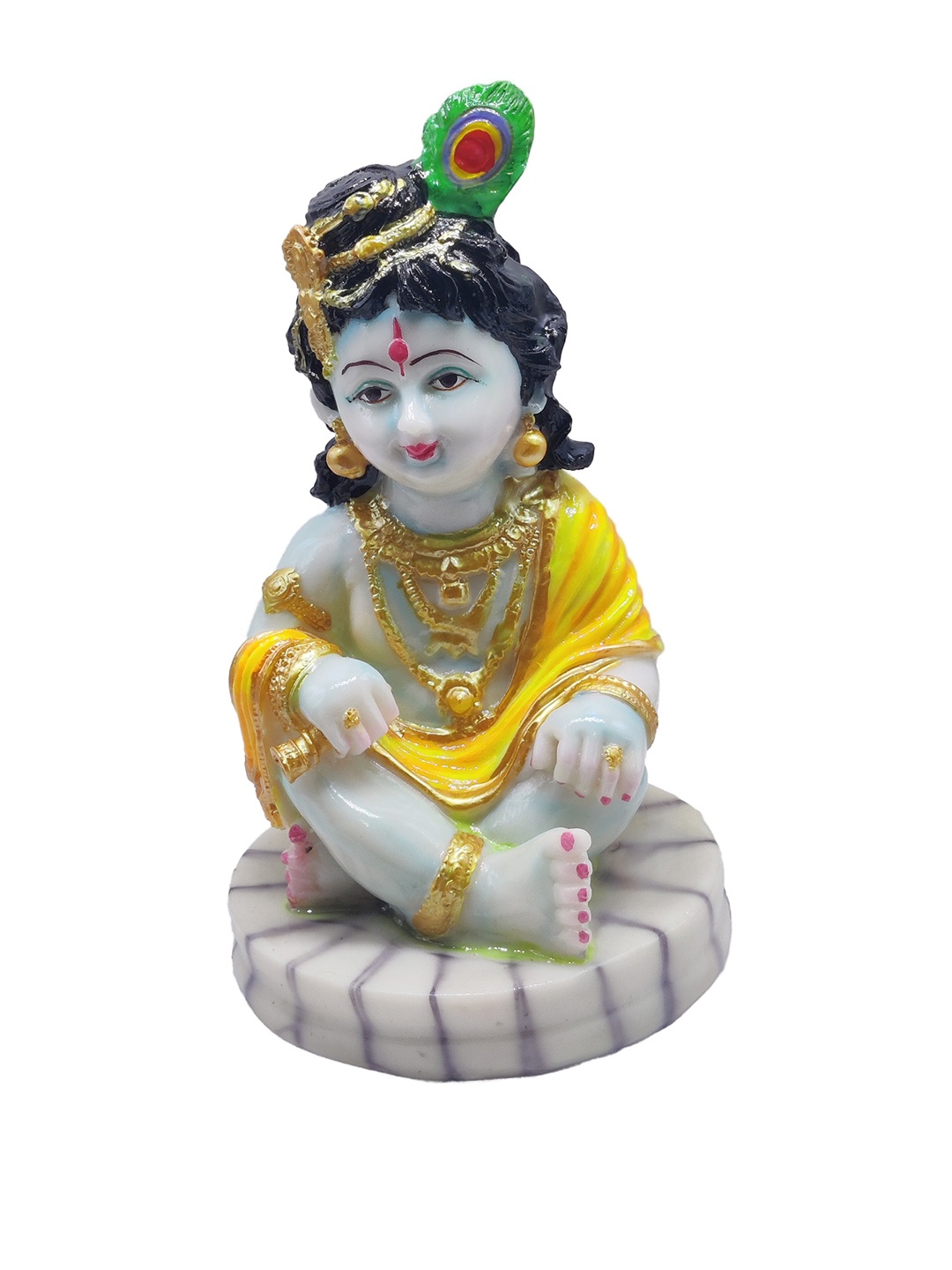 

GLOOKS Yellow & White Baal Krishna Religious Idol Showpiece