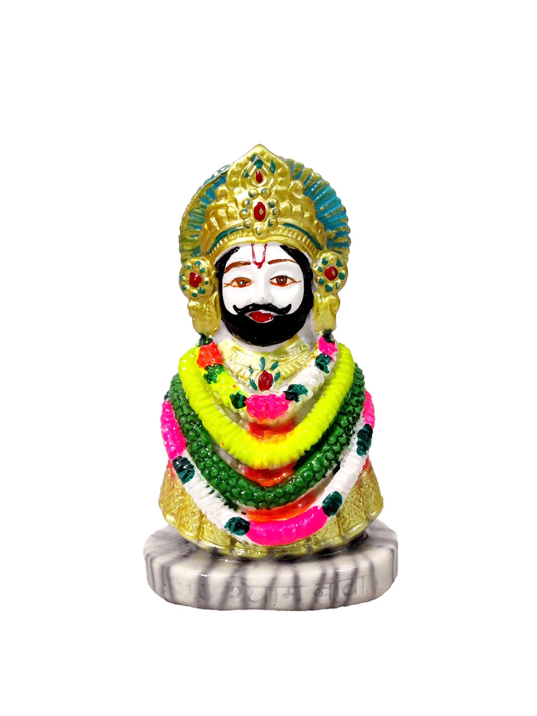 

GLOOKS Greeen & Pink Khatu Shyam Idol Showpiece, White