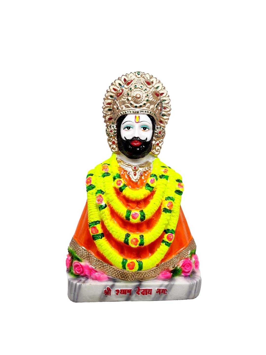 

GLOOKS Orange & Yellow Khatu Shyam Baba Showpiece