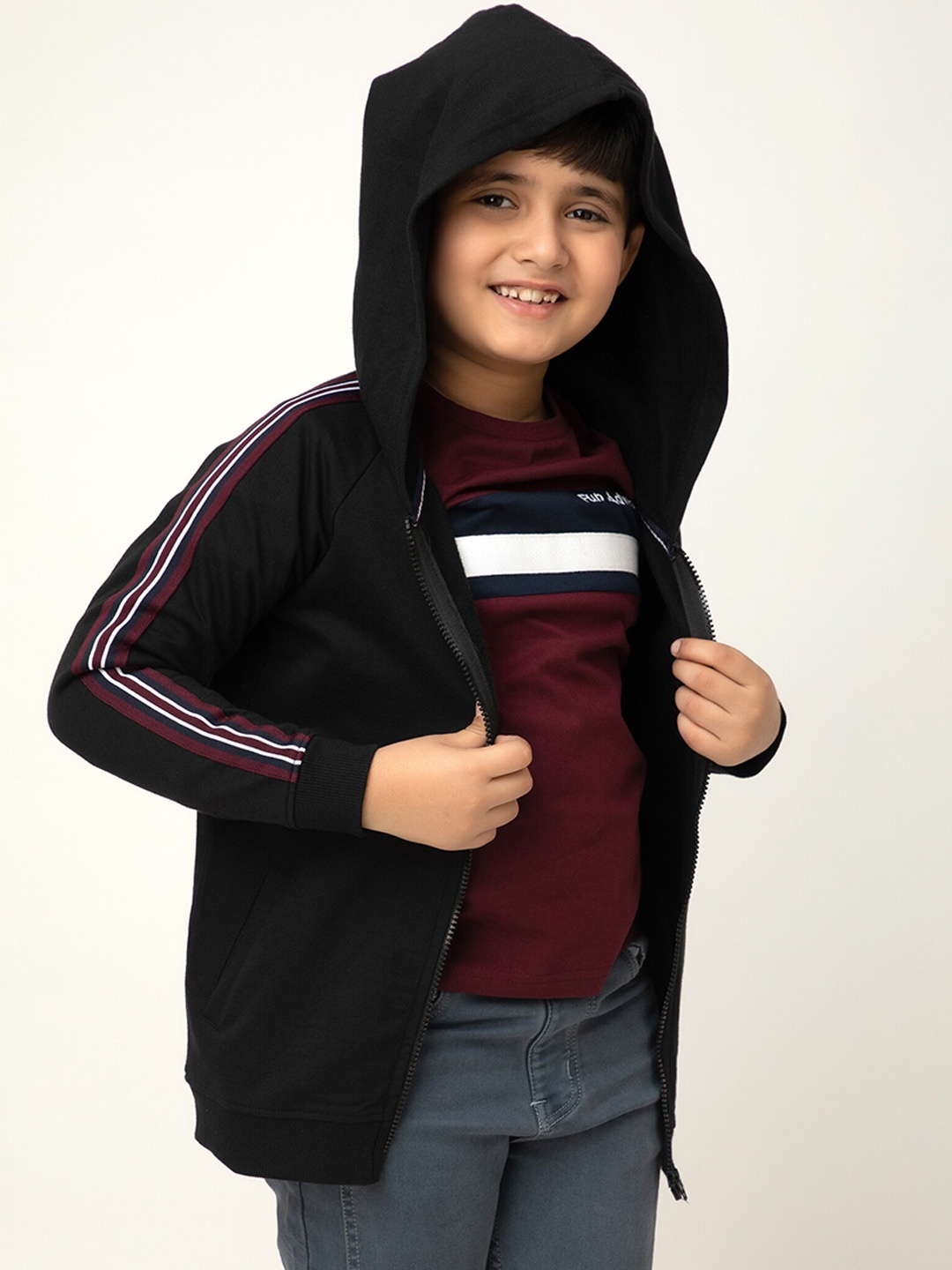 

Purple United Kids Boys Hooded Fleece Jacket, Black