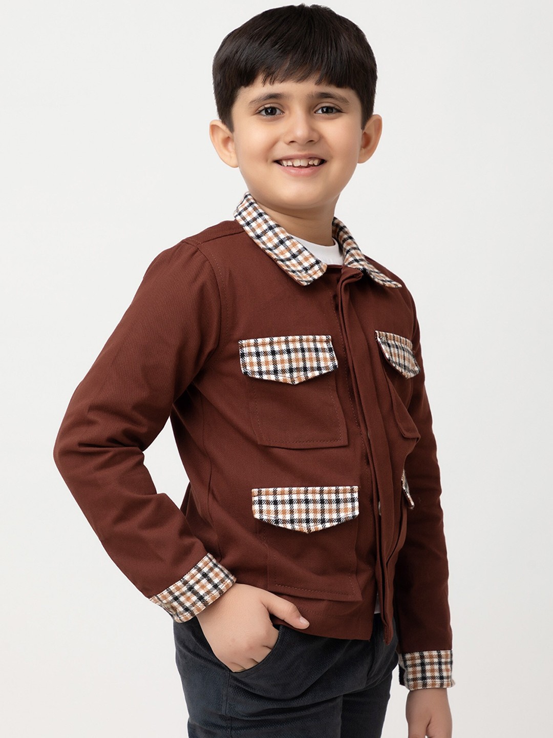 

Purple United Kids Boys Cotton Twill Jacket, Brown