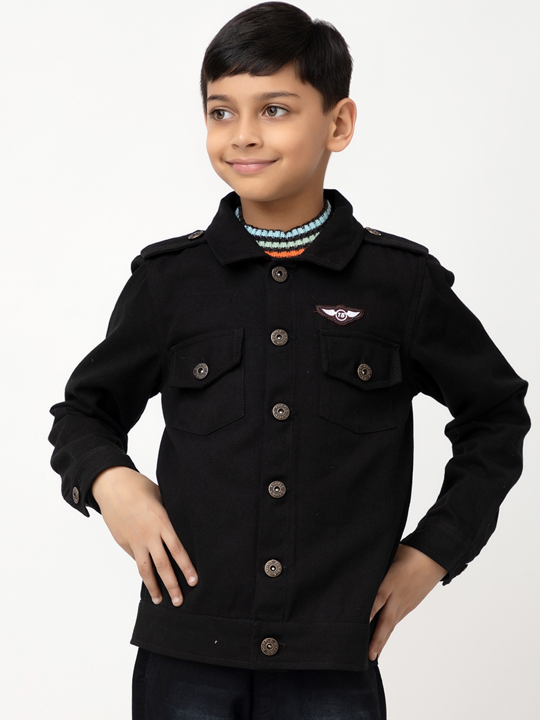 

Purple United Kids Boys Cotton Denim Jacket, Black