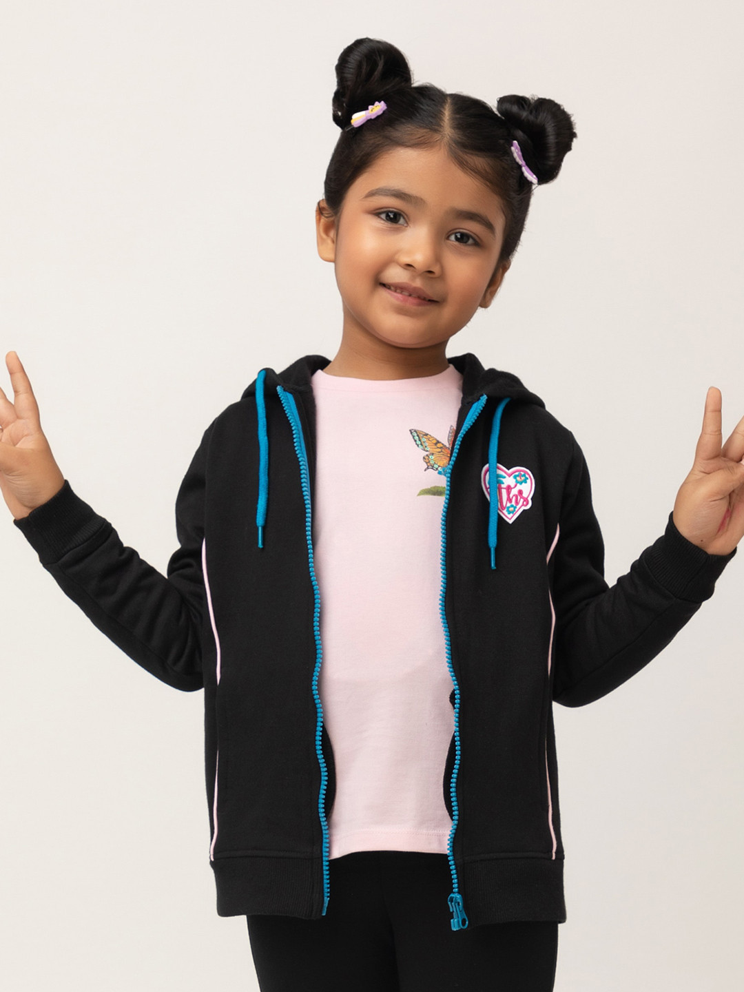 

Purple United Kids Girls Hooded Fleece Jacket, Black