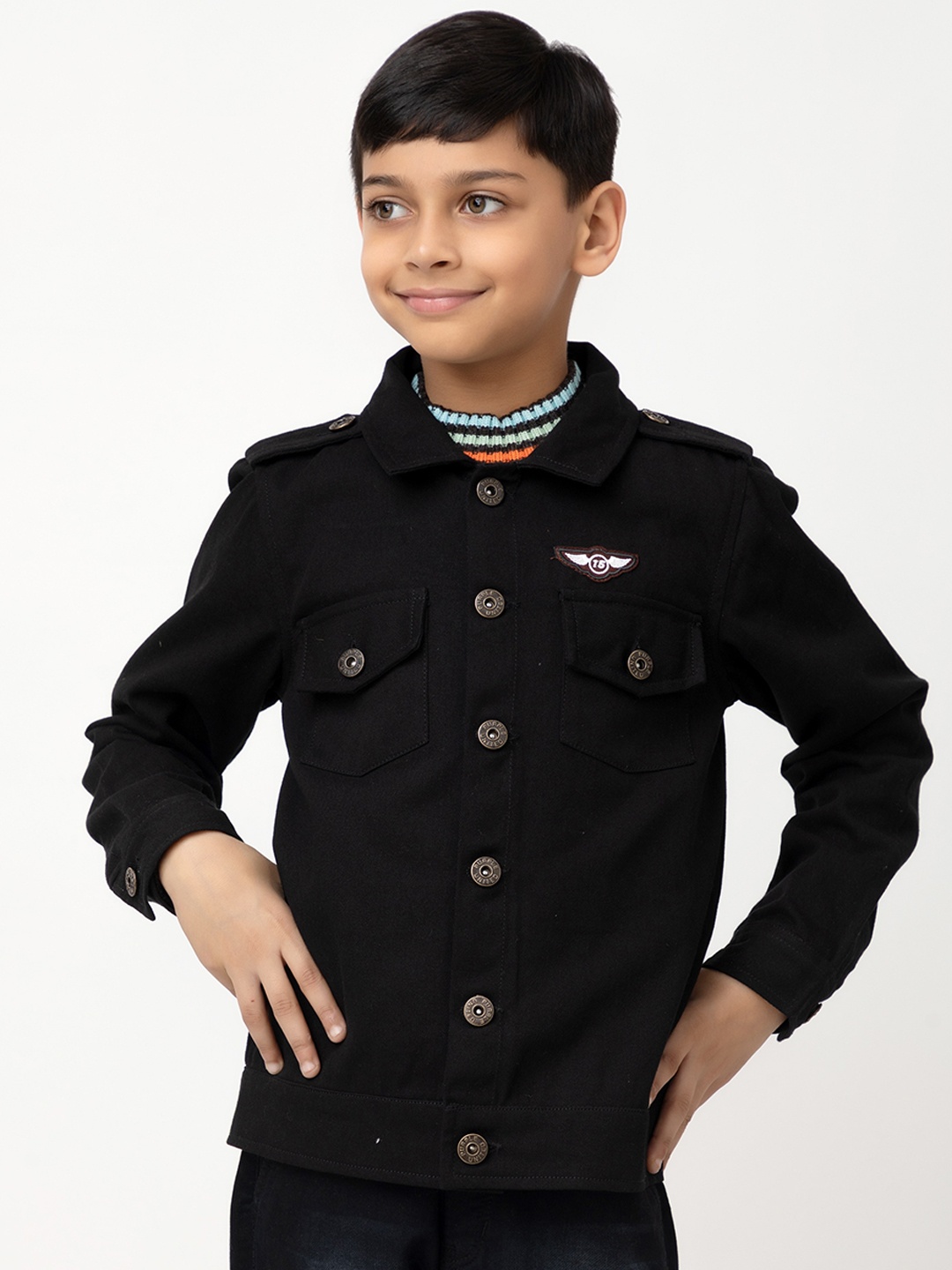 

Purple United Kids Boys Cotton Denim Jacket, Black