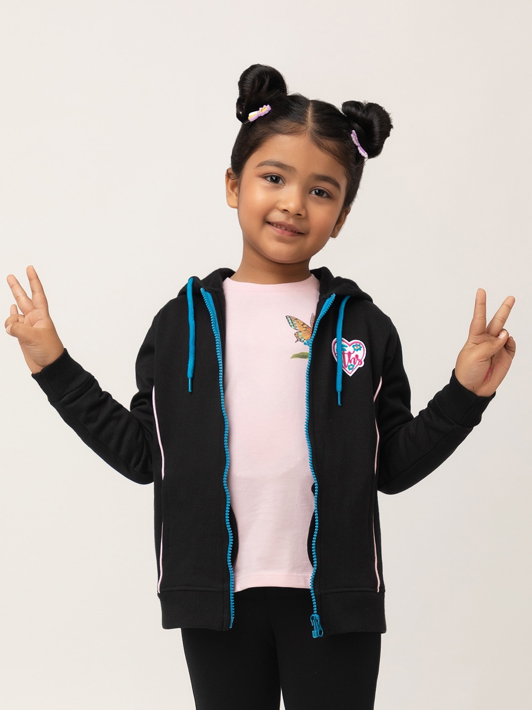 

Purple United Kids Girls Hooded Fleece Jacket, Black